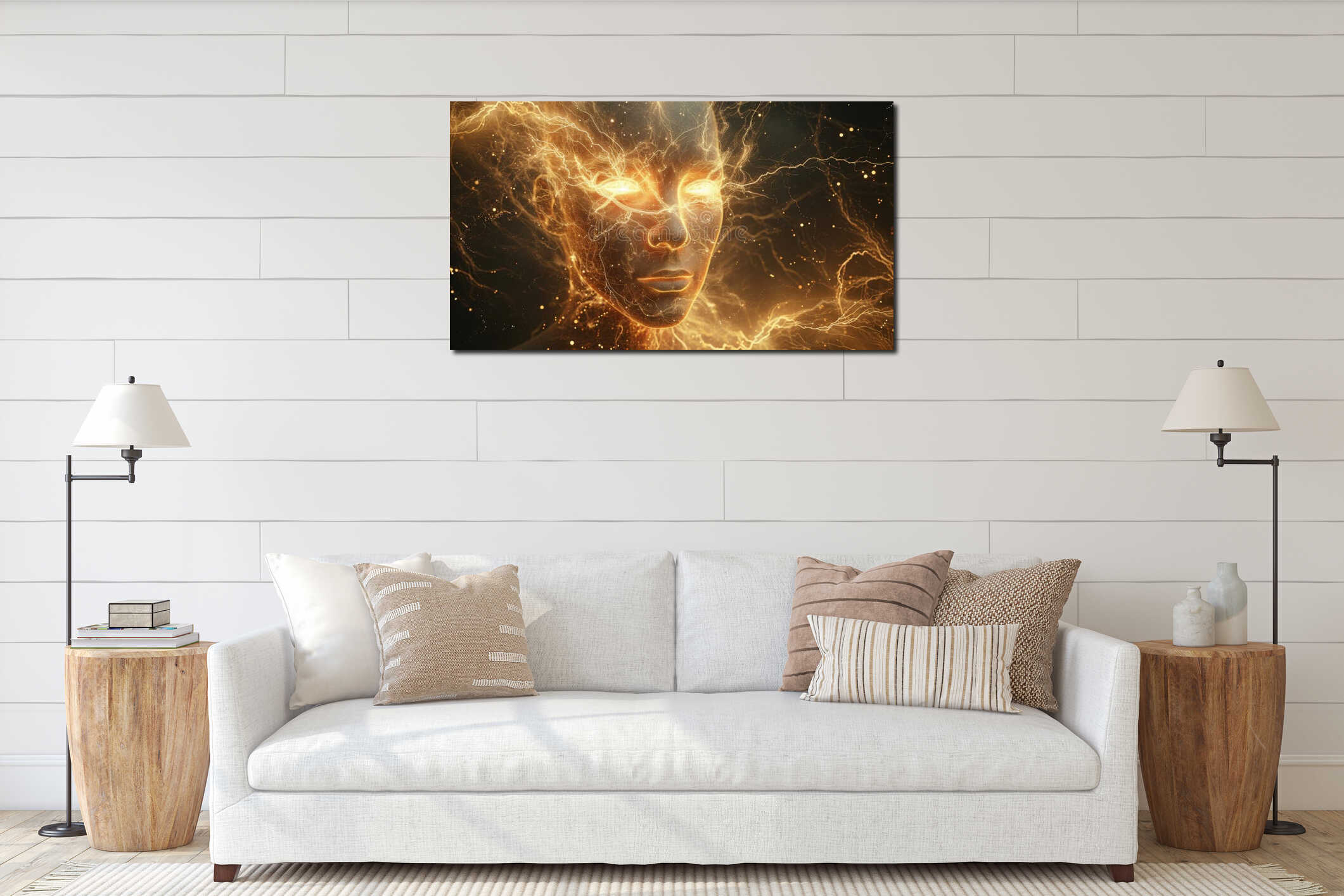 Canvas hanging interior mockup