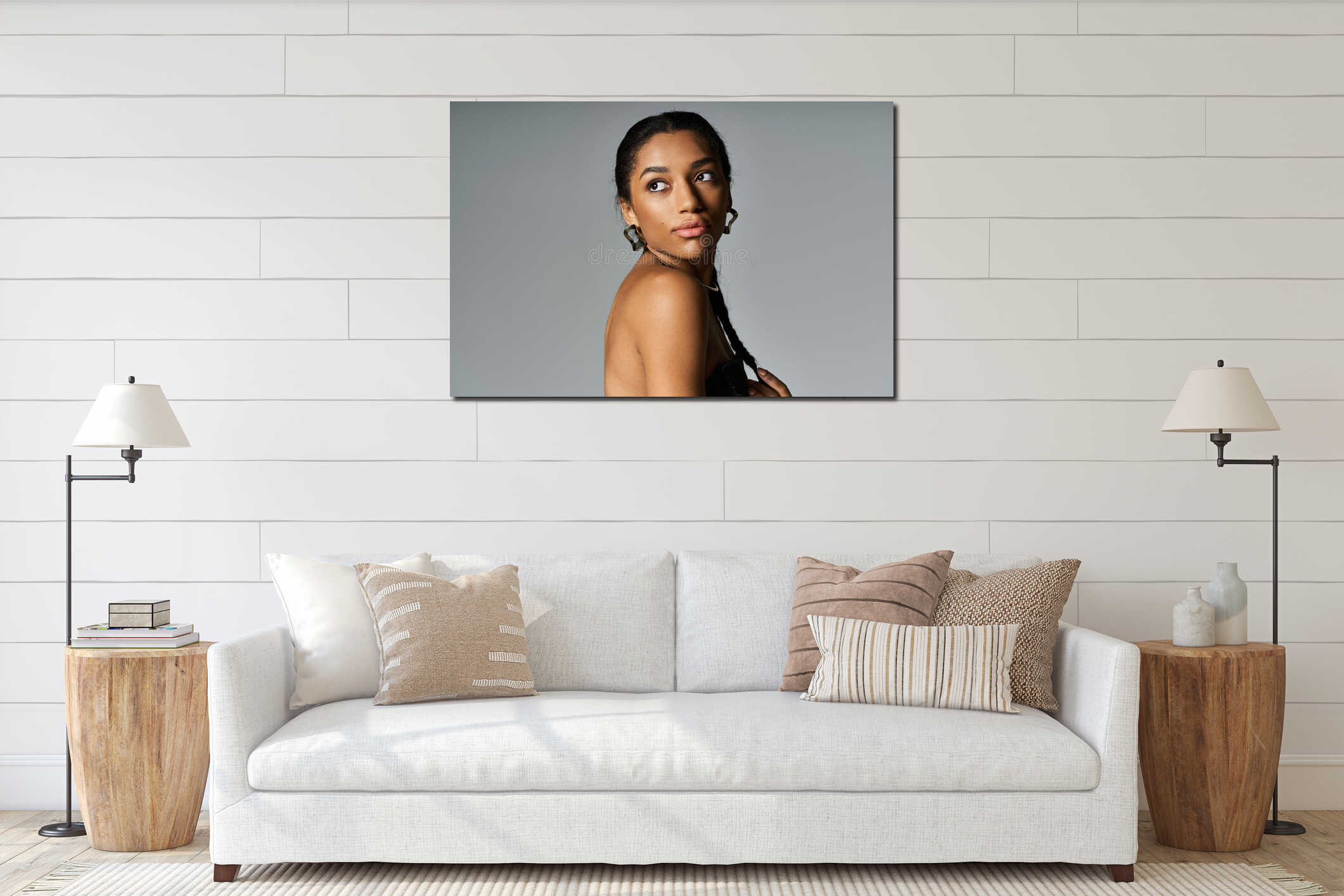 Canvas hanging interior mockup