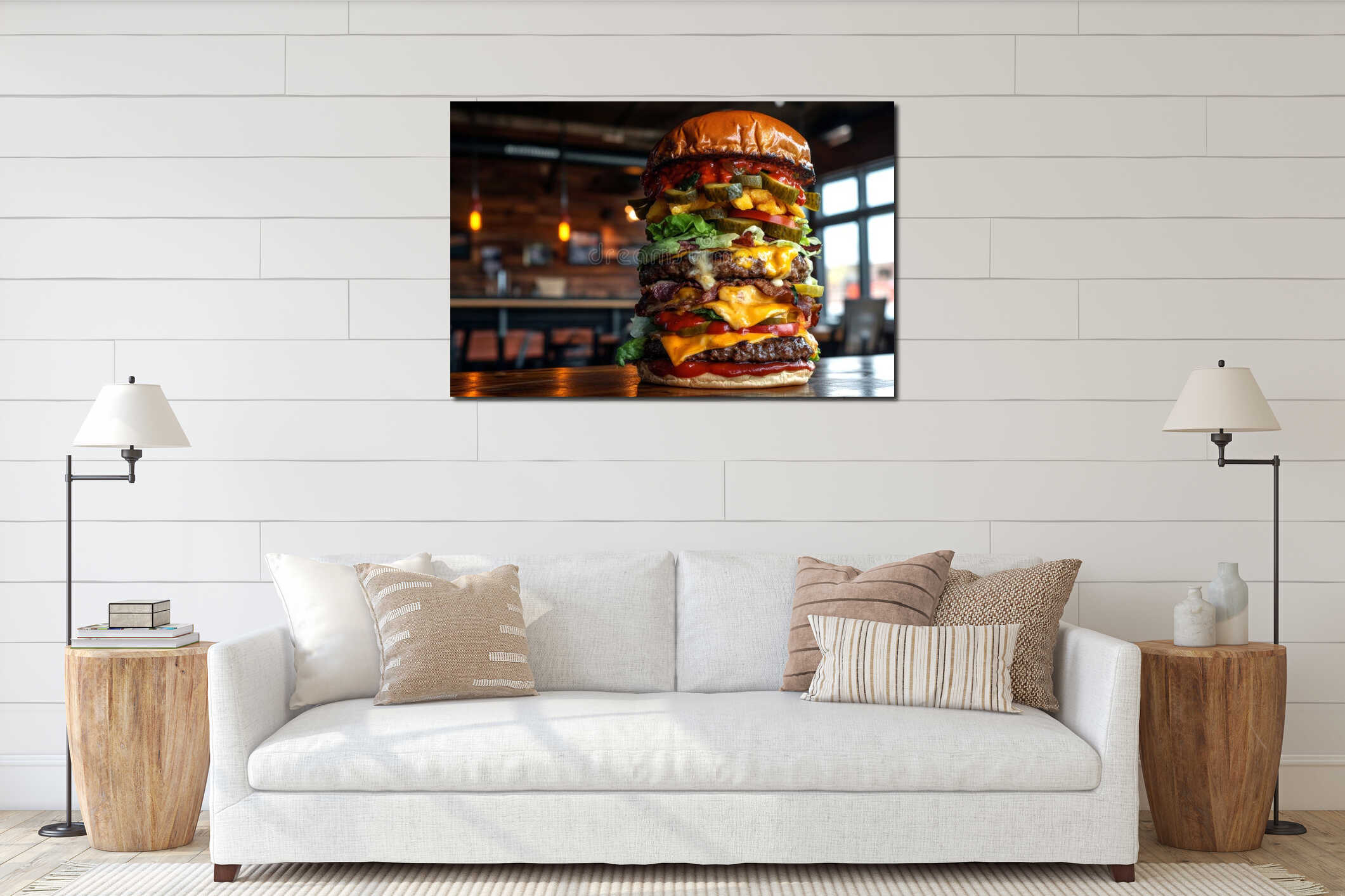 Canvas hanging interior mockup