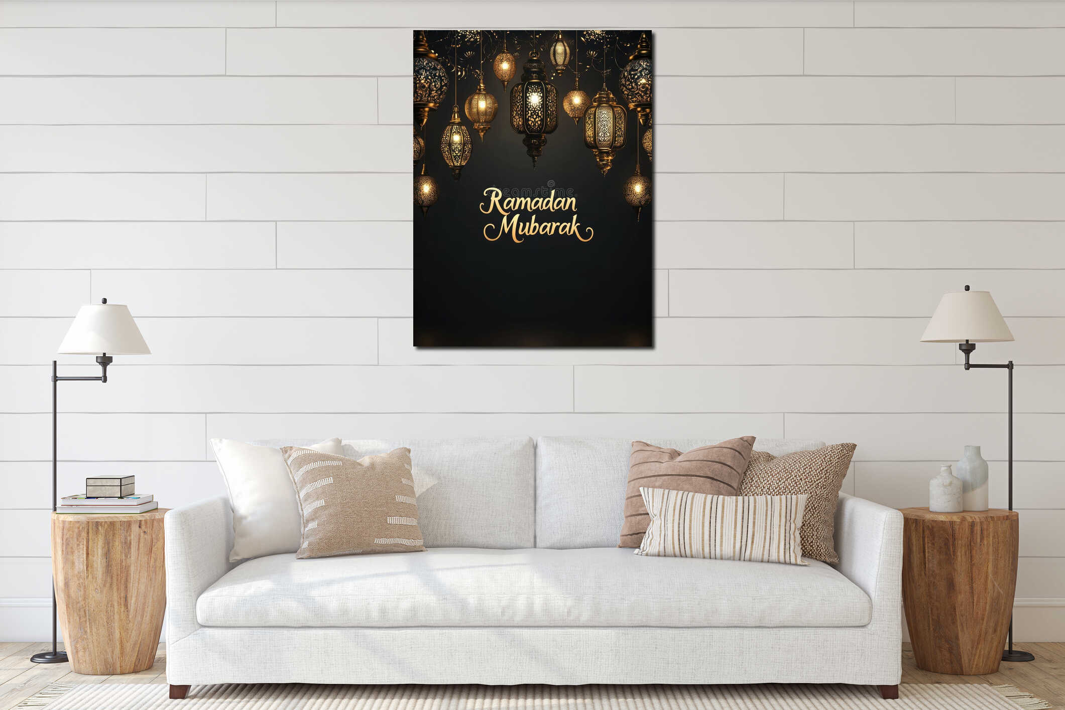 Canvas hanging interior mockup