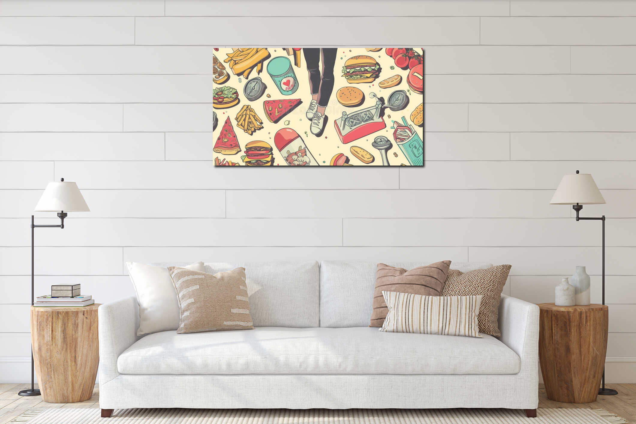 Canvas hanging interior mockup