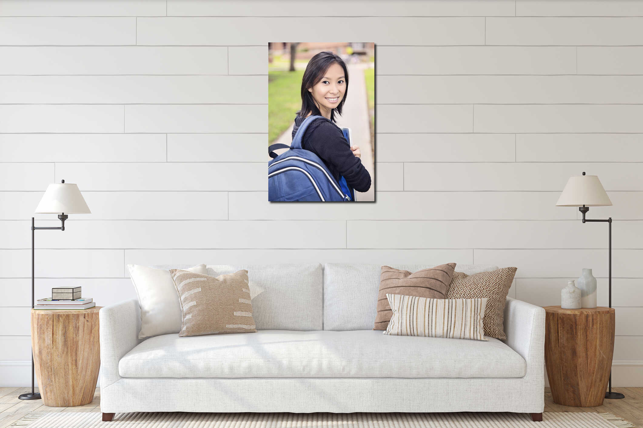Canvas hanging interior mockup
