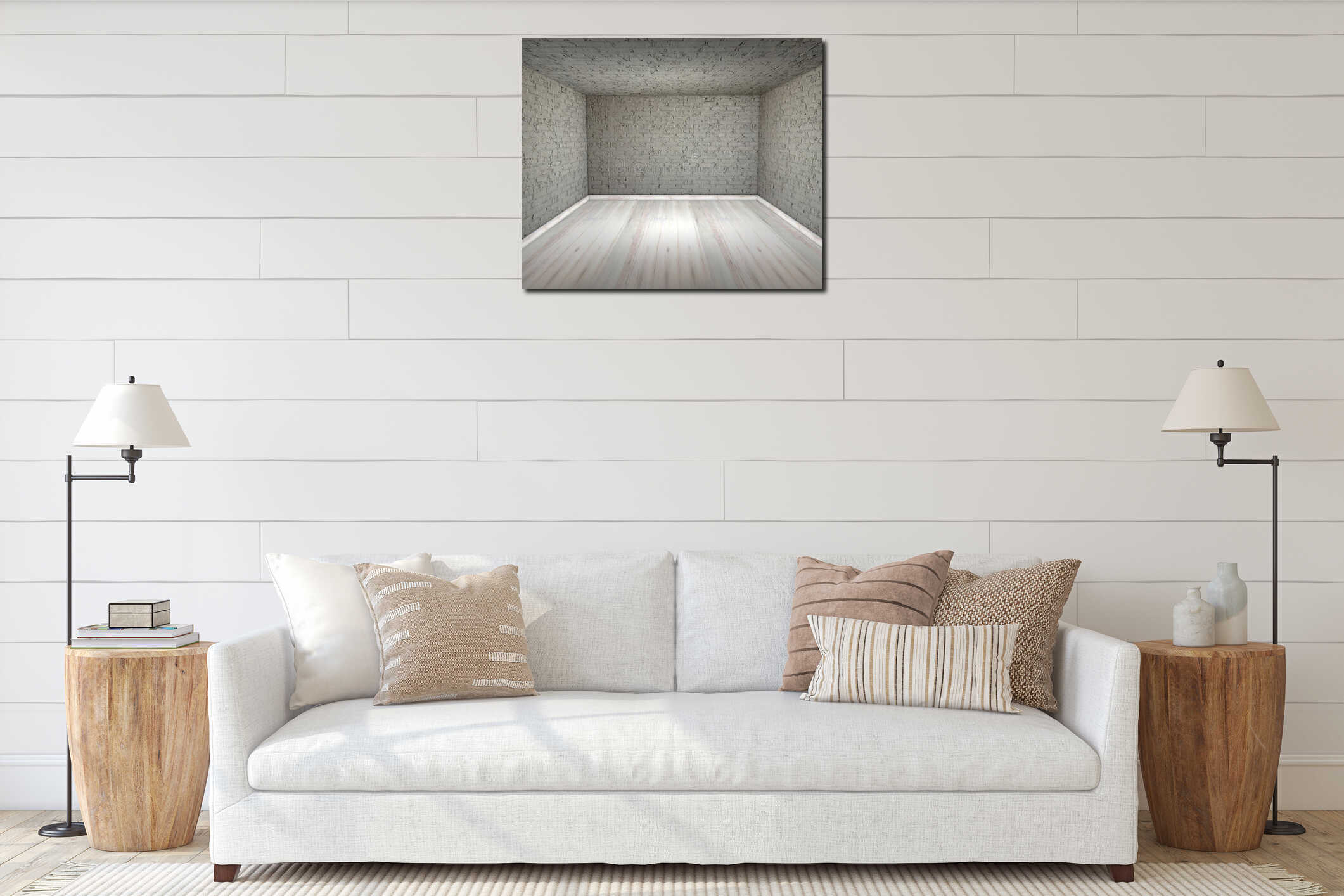 Canvas hanging interior mockup