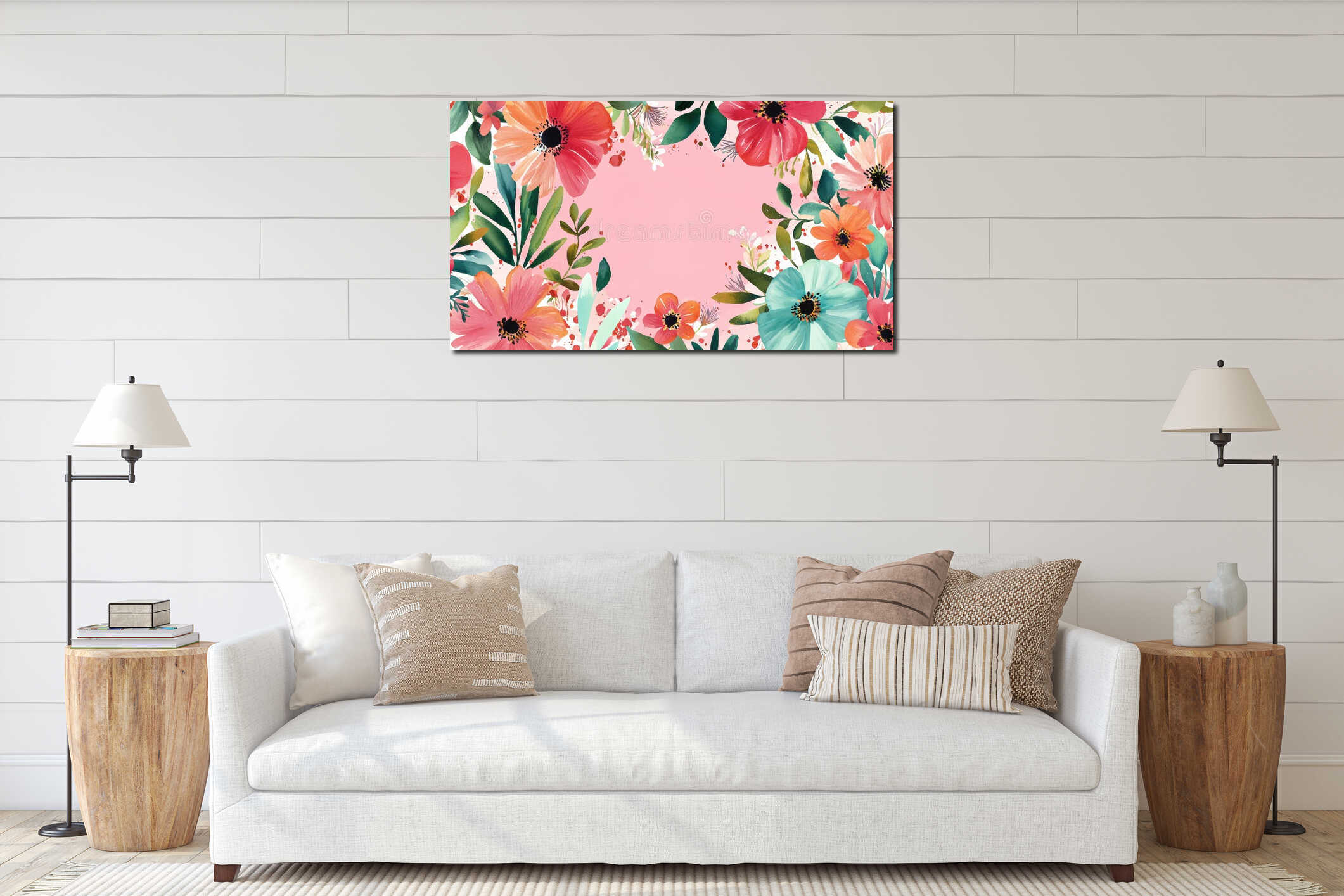 Canvas hanging interior mockup