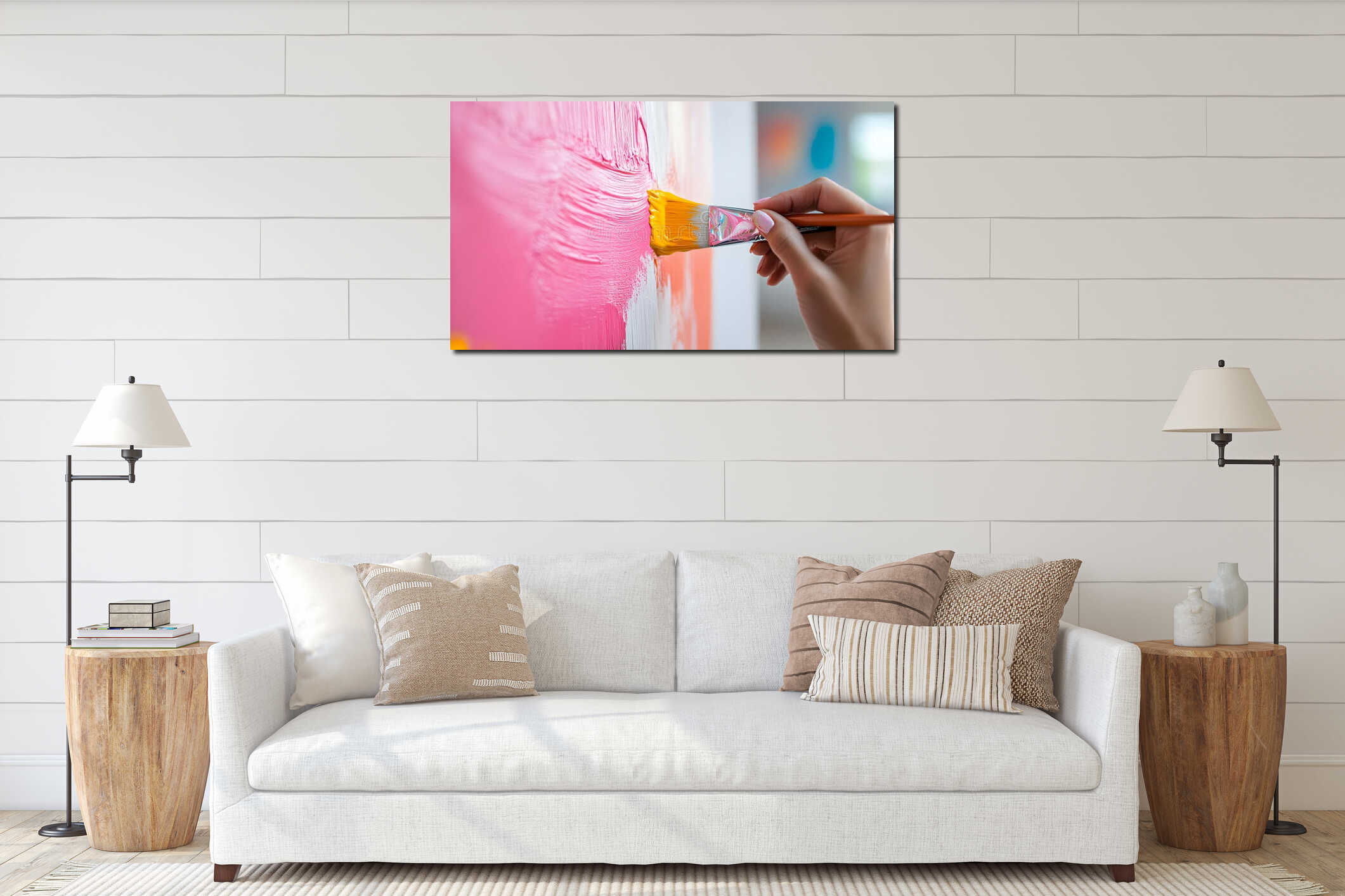 Canvas hanging interior mockup