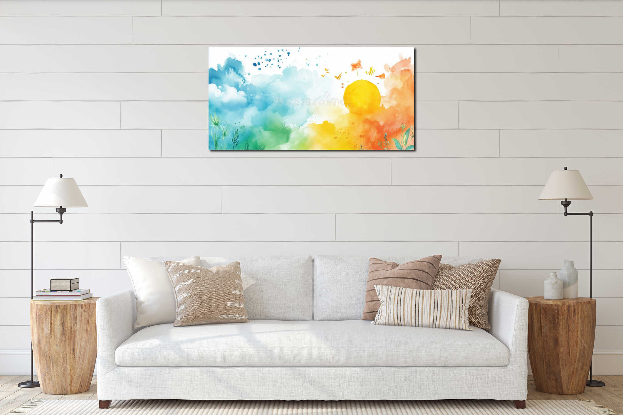 Canvas hanging interior mockup