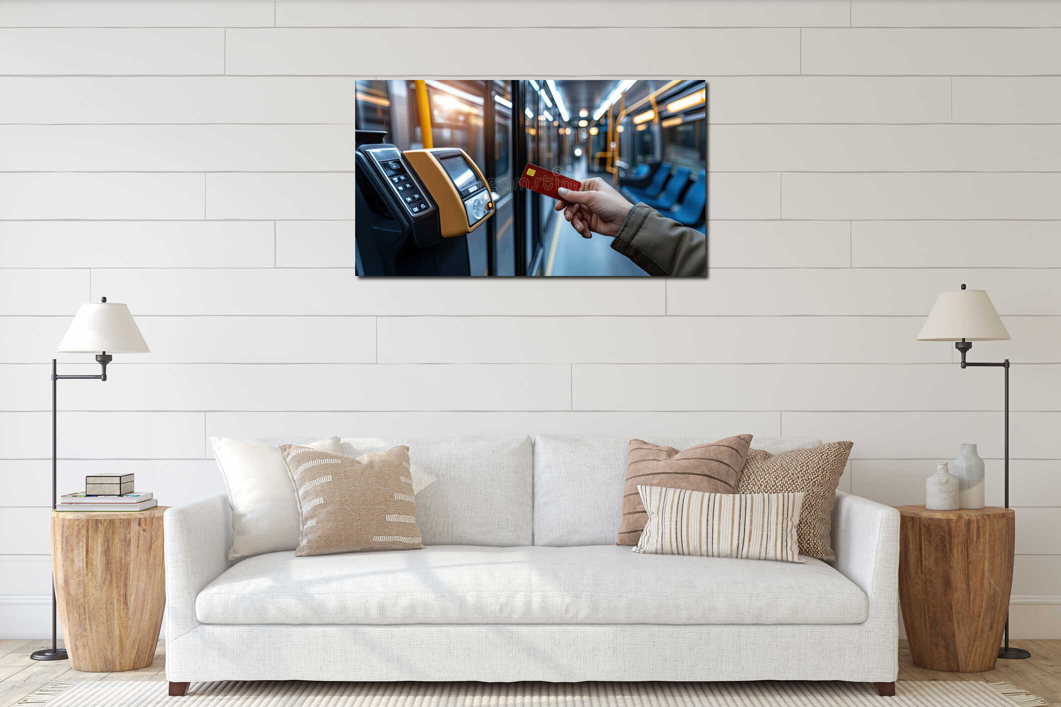 Canvas hanging interior mockup