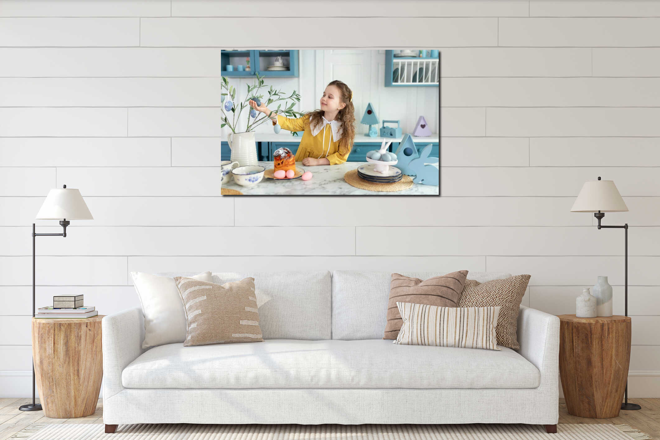 Canvas hanging interior mockup