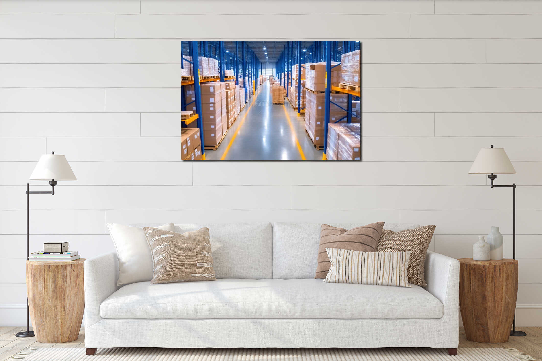 Canvas hanging interior mockup