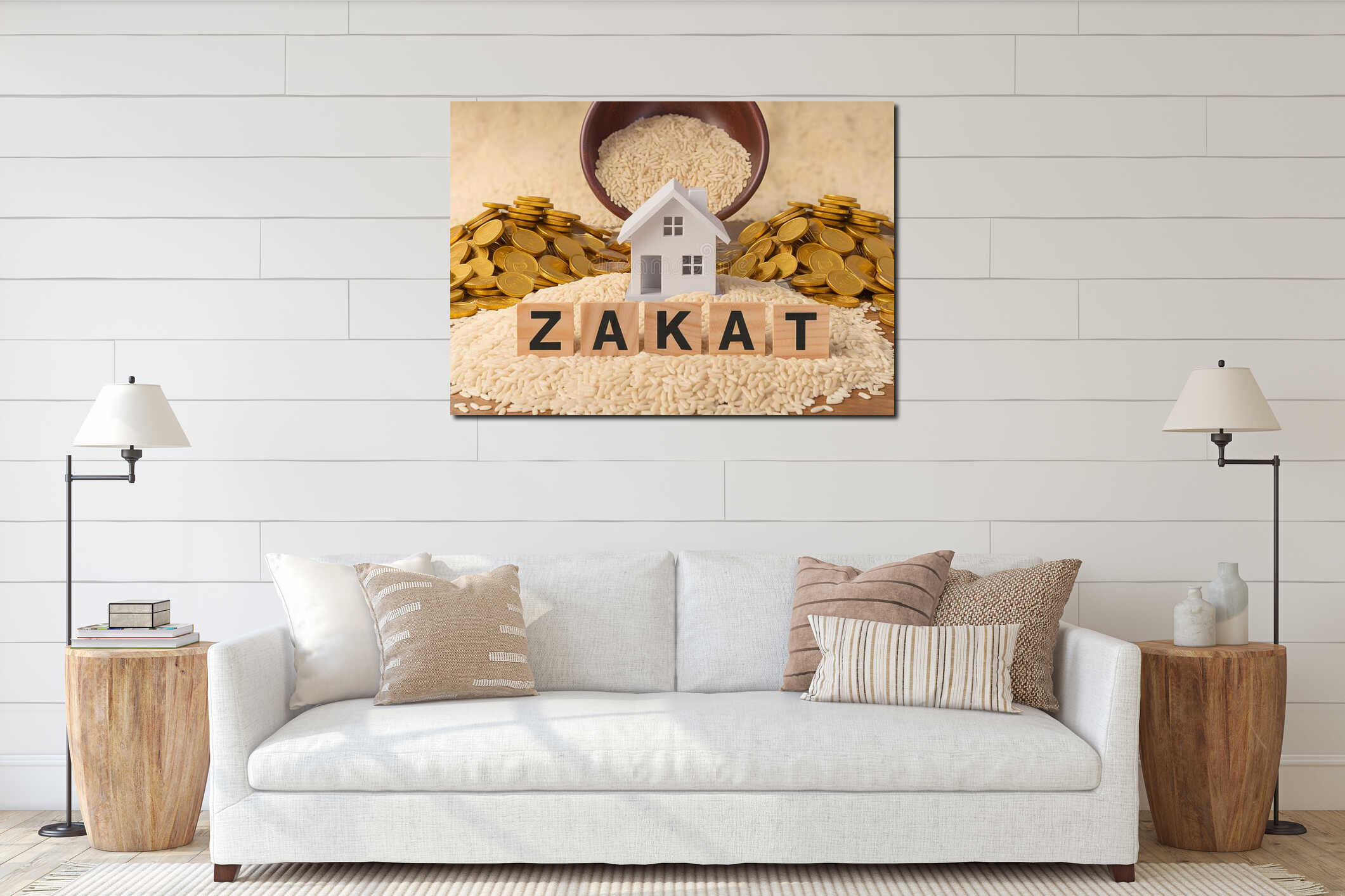 Canvas hanging interior mockup