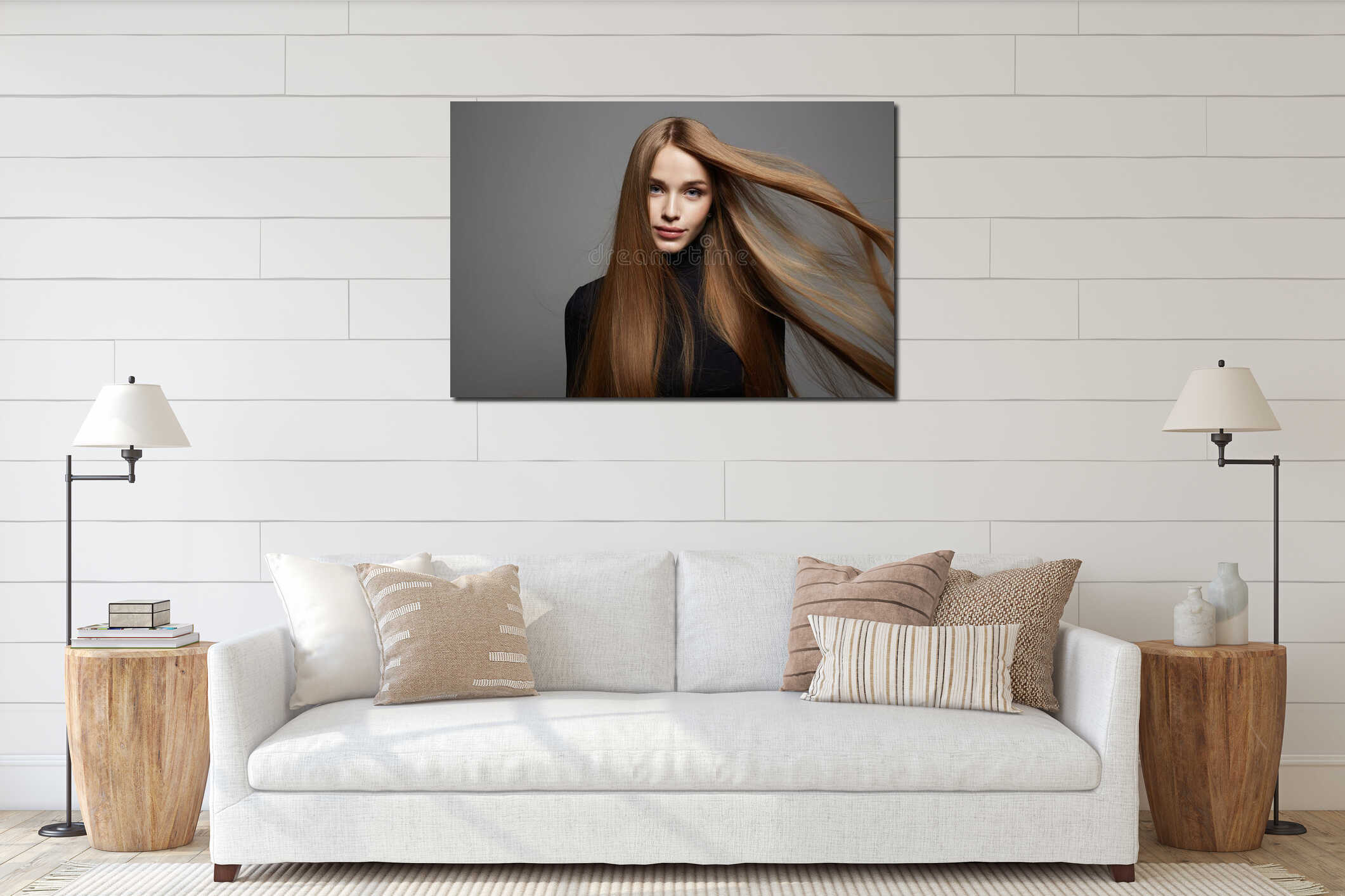 Canvas hanging interior mockup