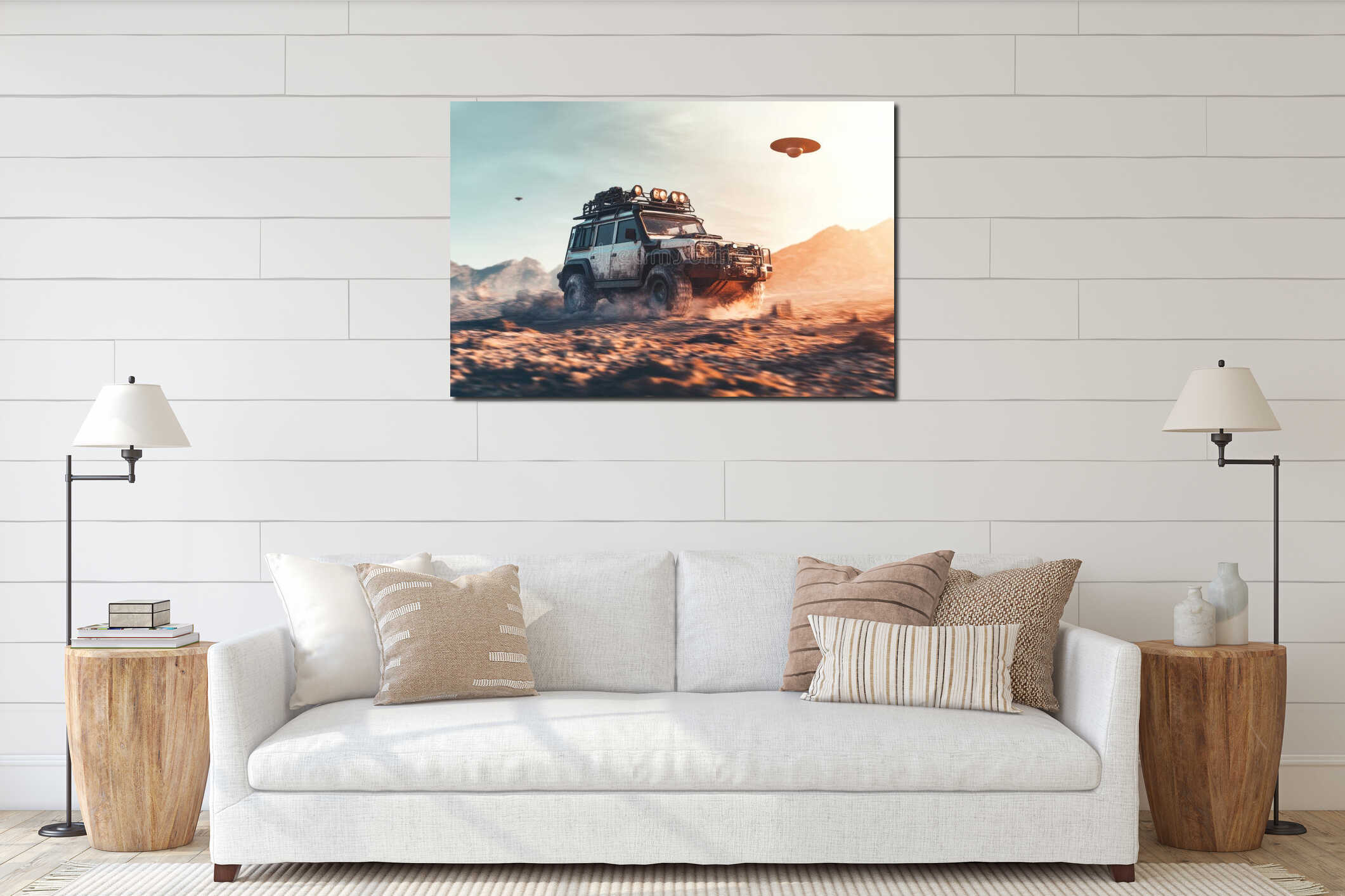 Canvas hanging interior mockup