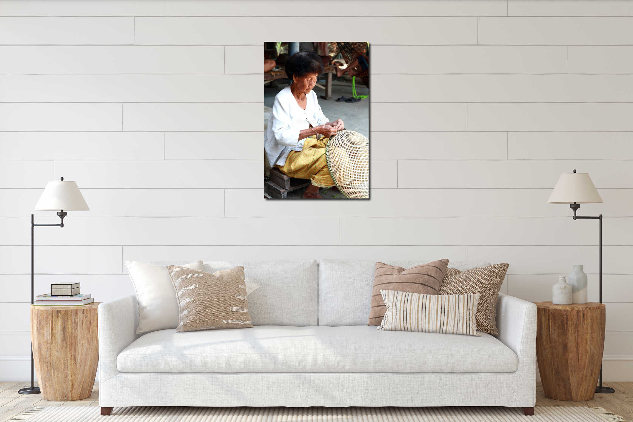 Canvas hanging interior mockup