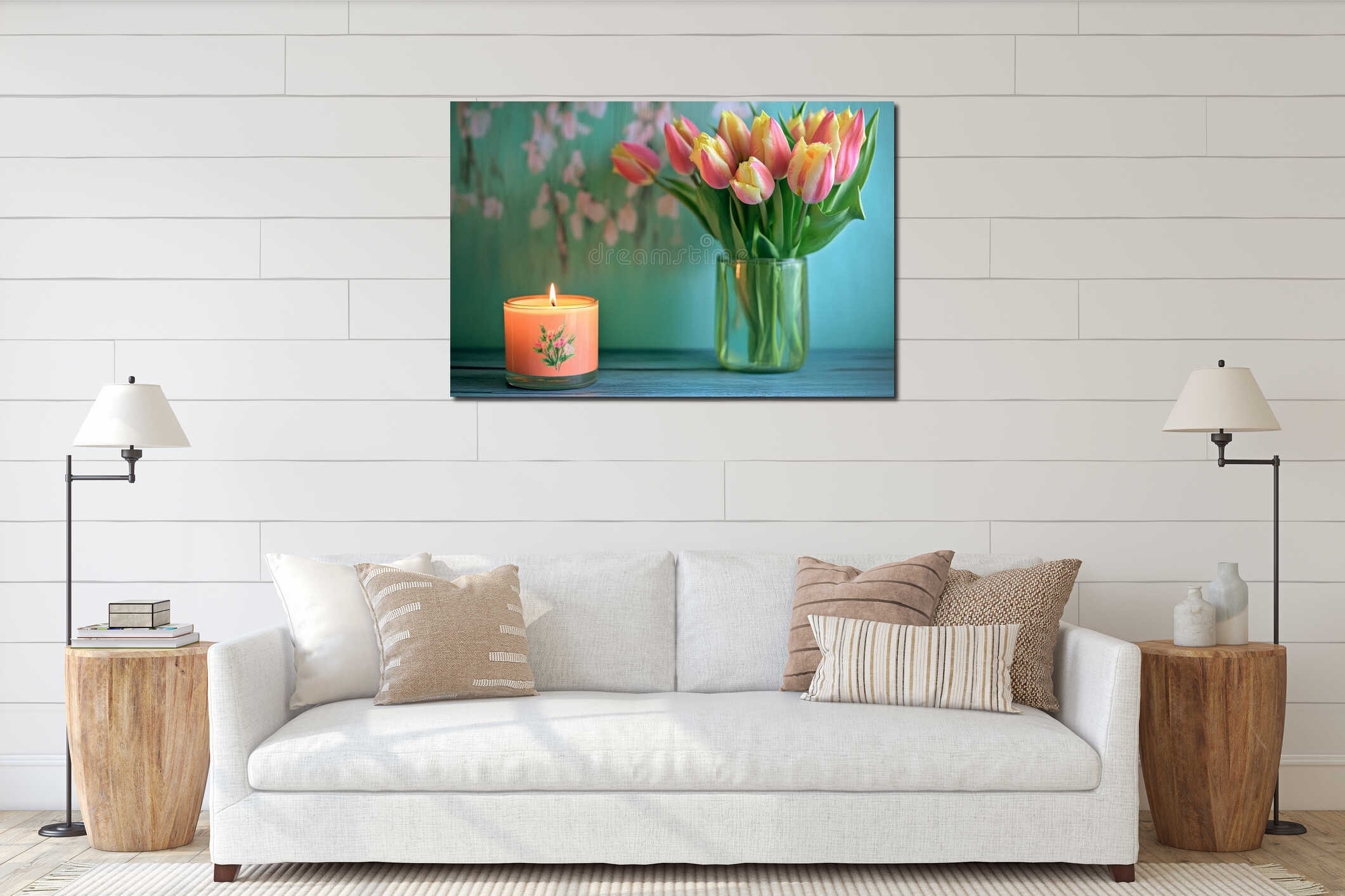 Canvas hanging interior mockup