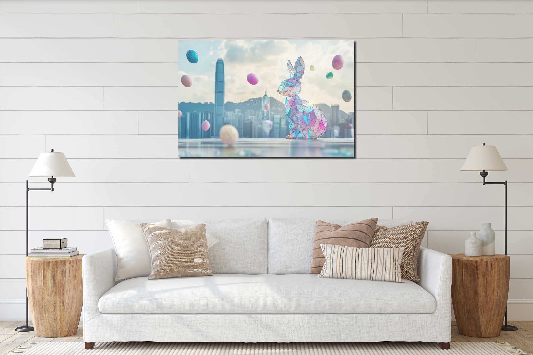 Canvas hanging interior mockup