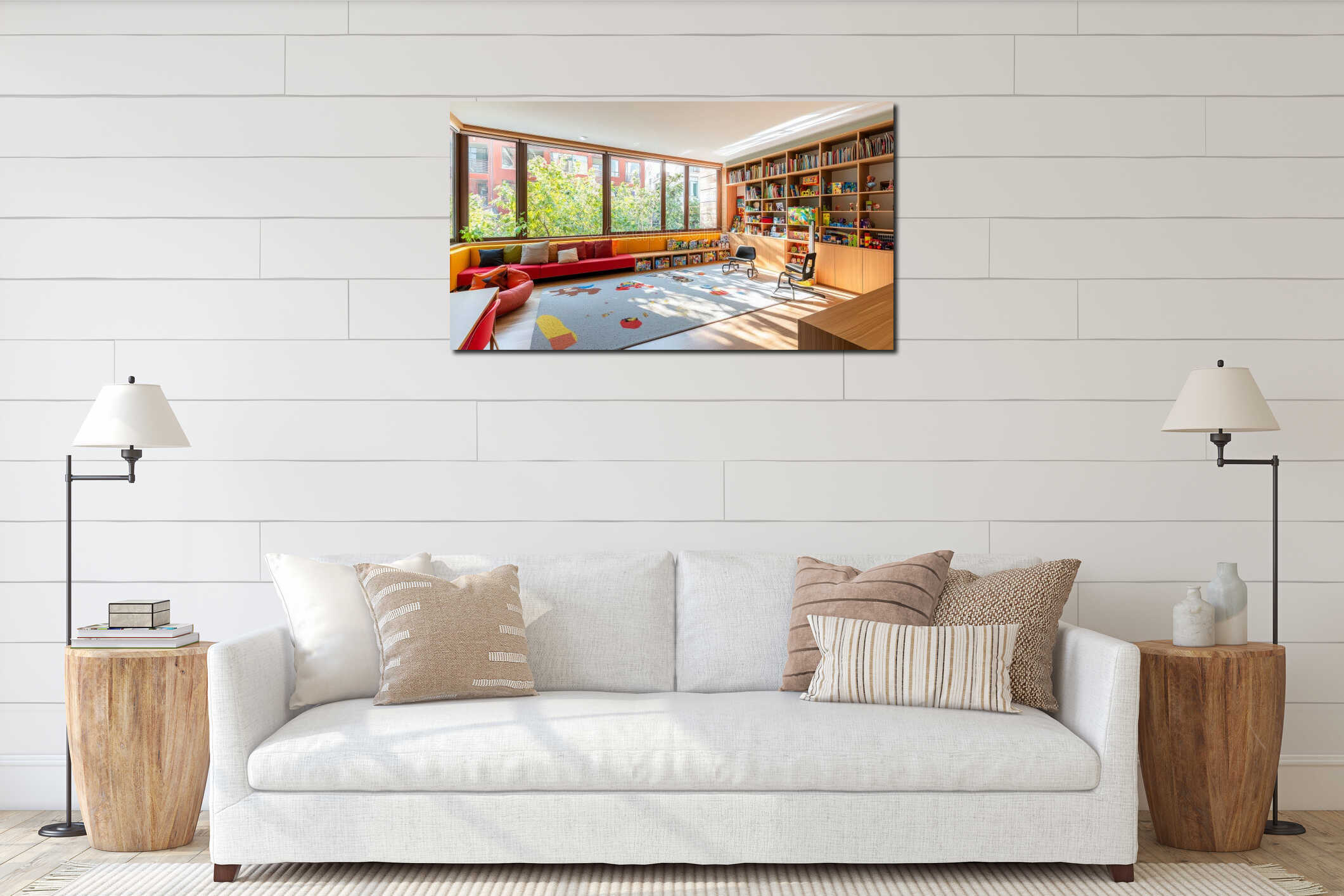 Canvas hanging interior mockup