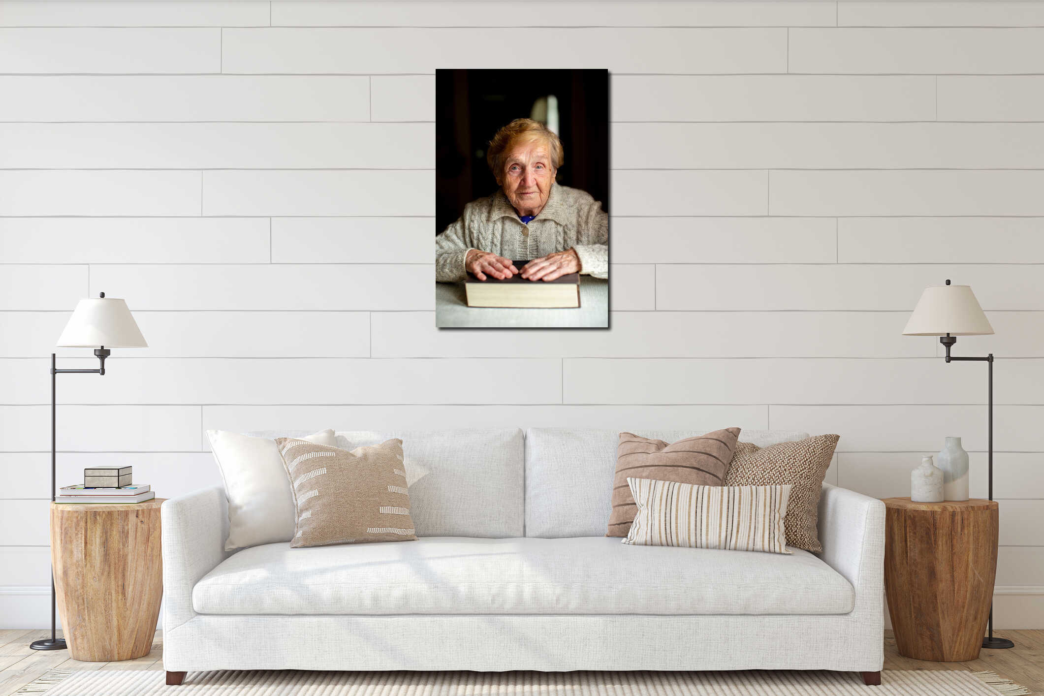 Canvas hanging interior mockup