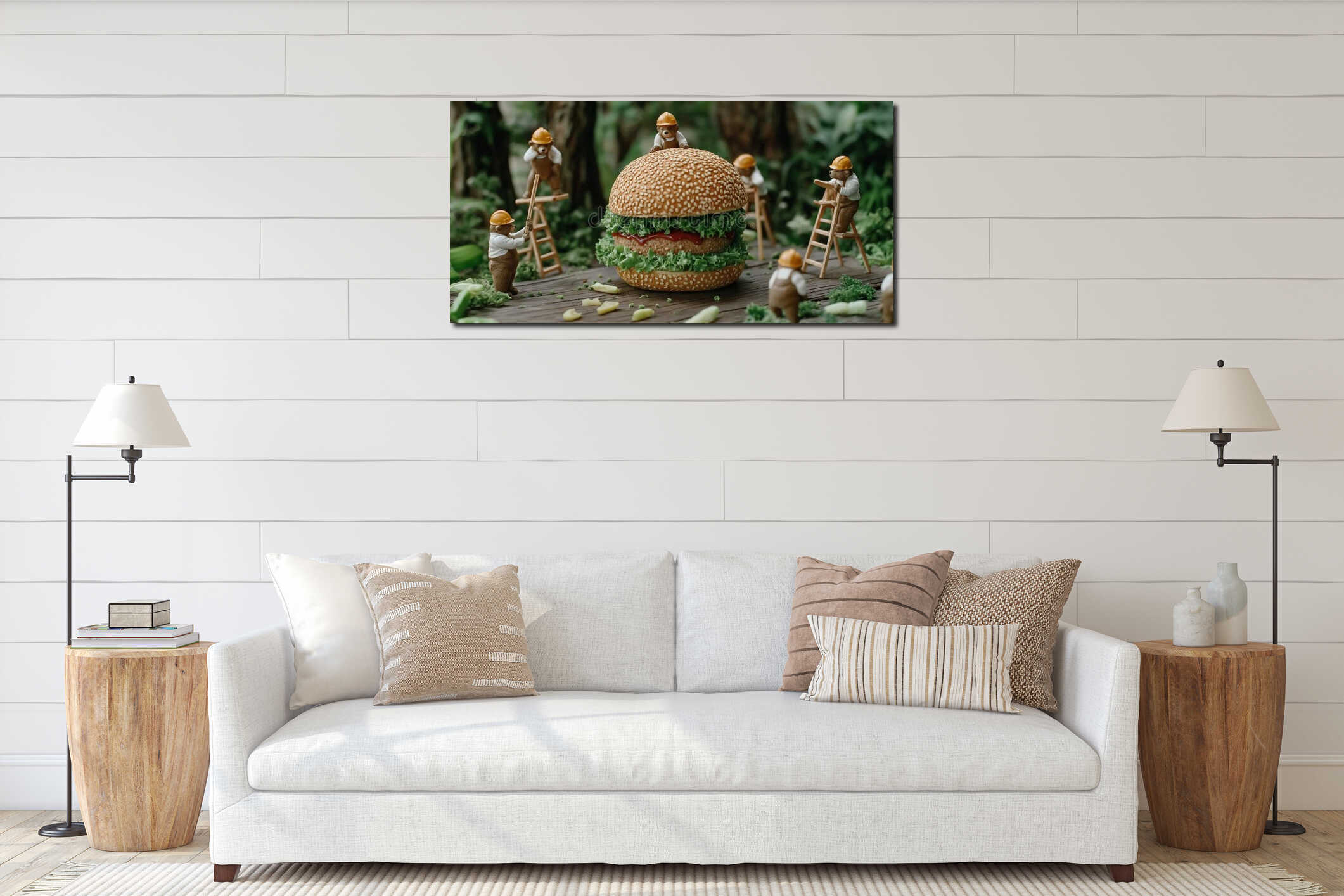 Canvas hanging interior mockup