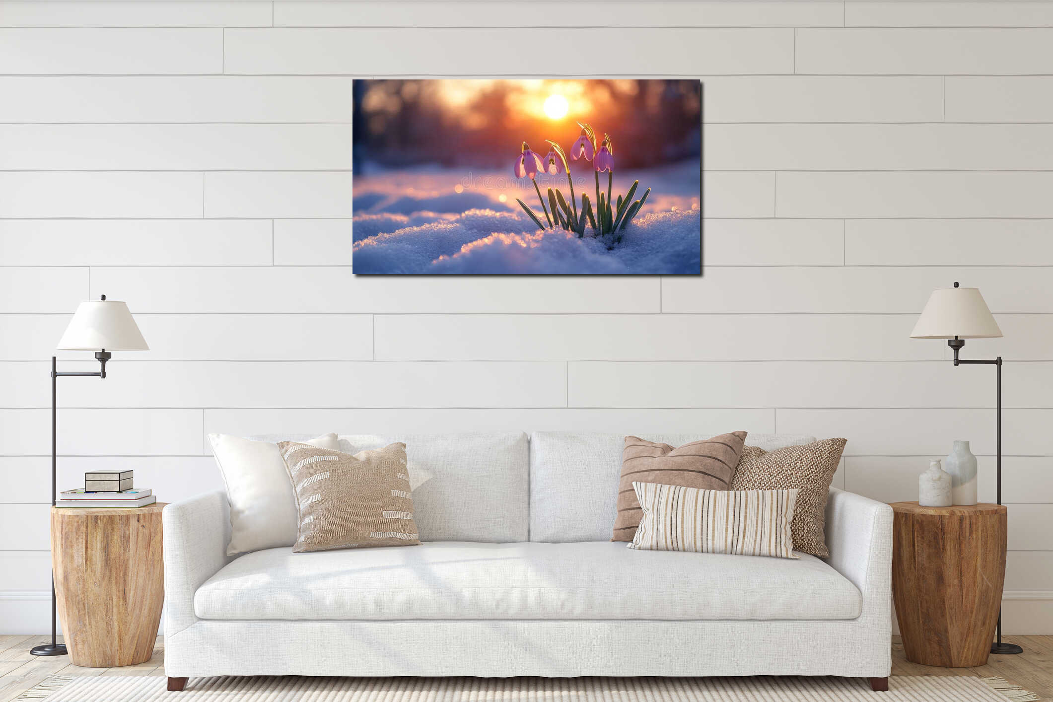 Canvas hanging interior mockup