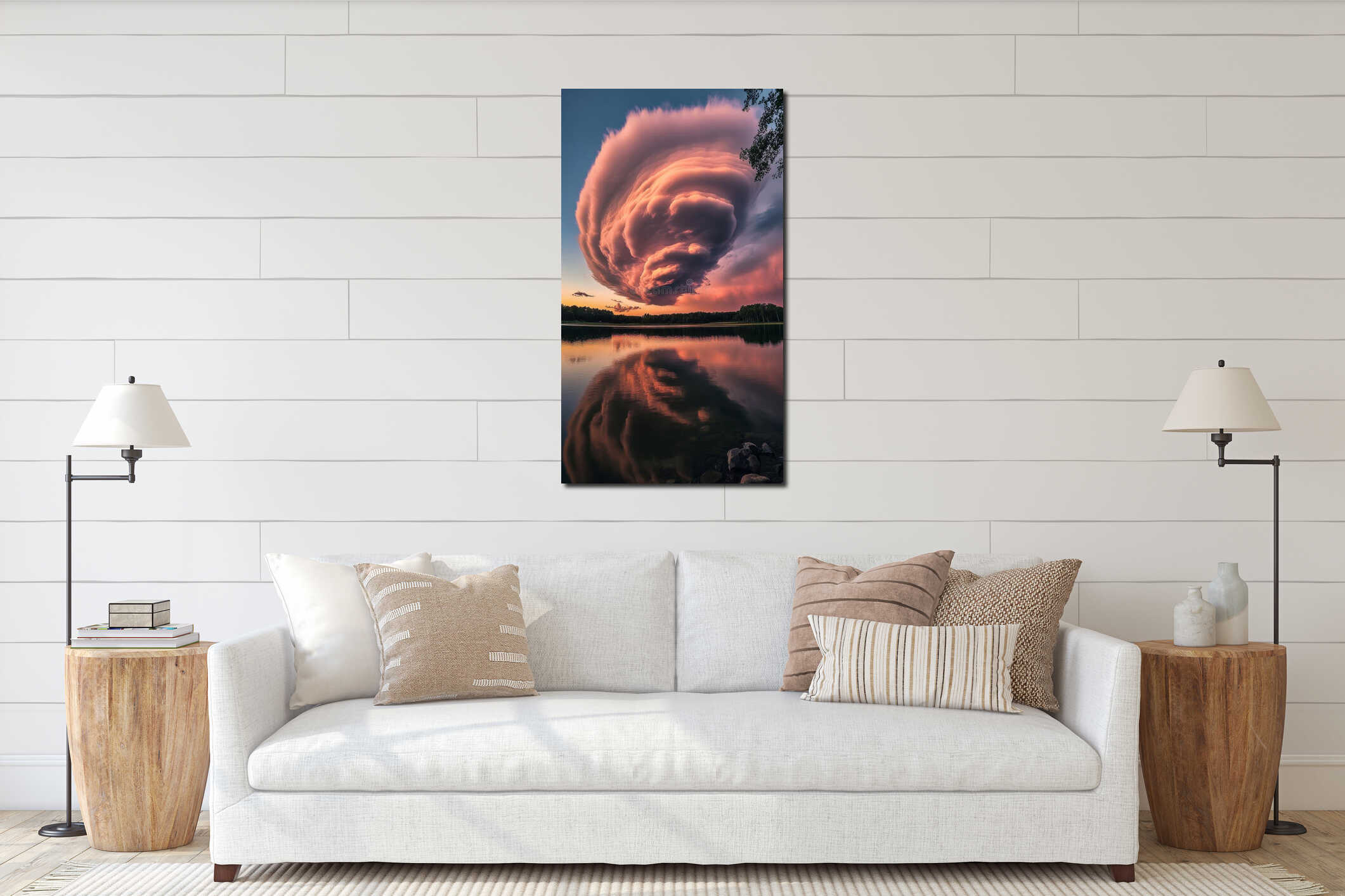 Canvas hanging interior mockup