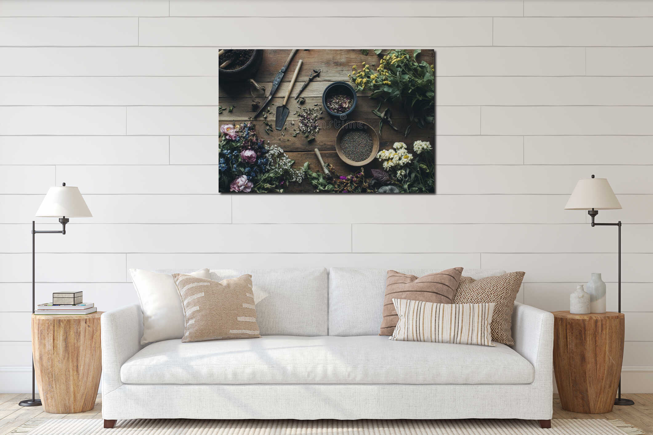 Canvas hanging interior mockup