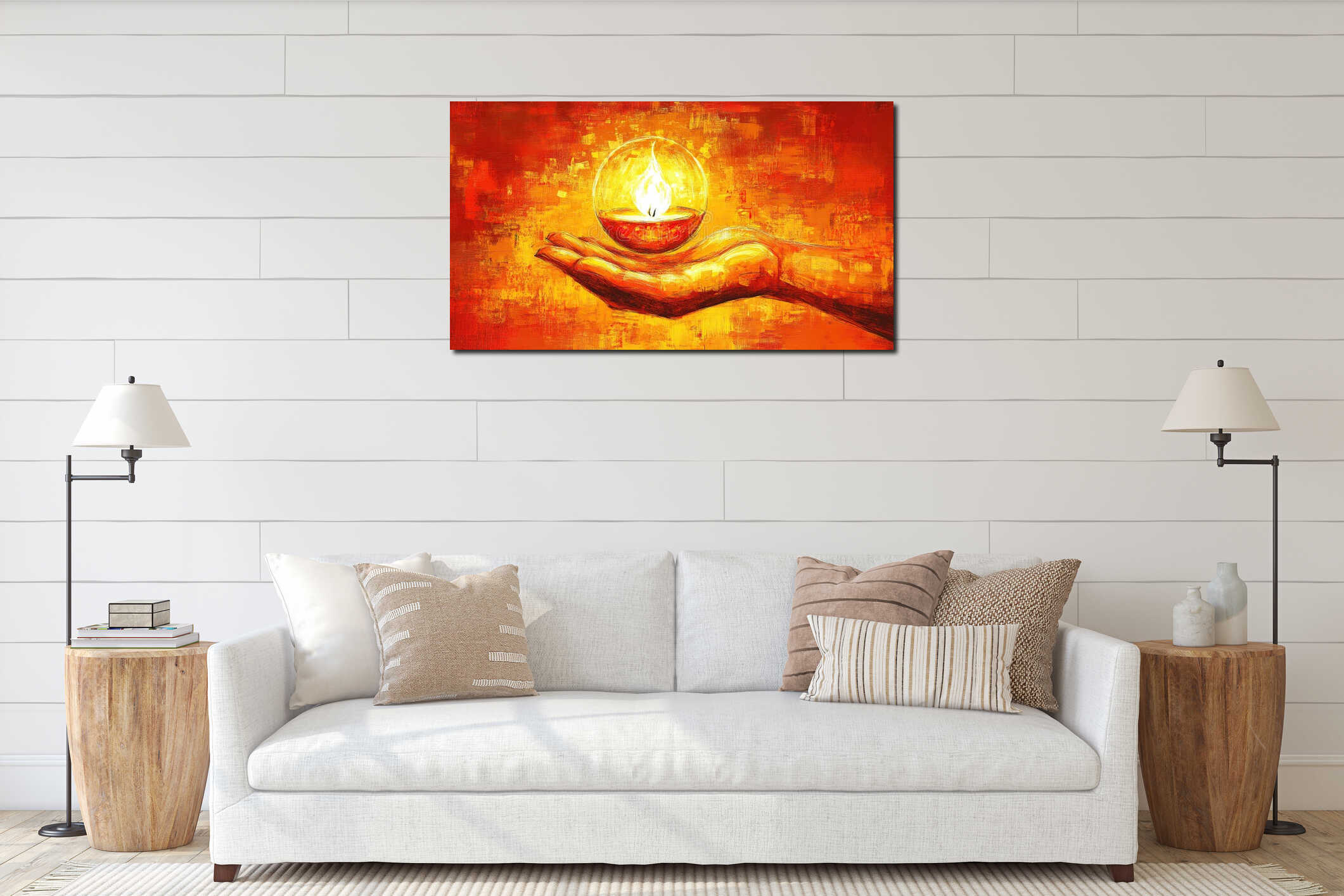 Canvas hanging interior mockup