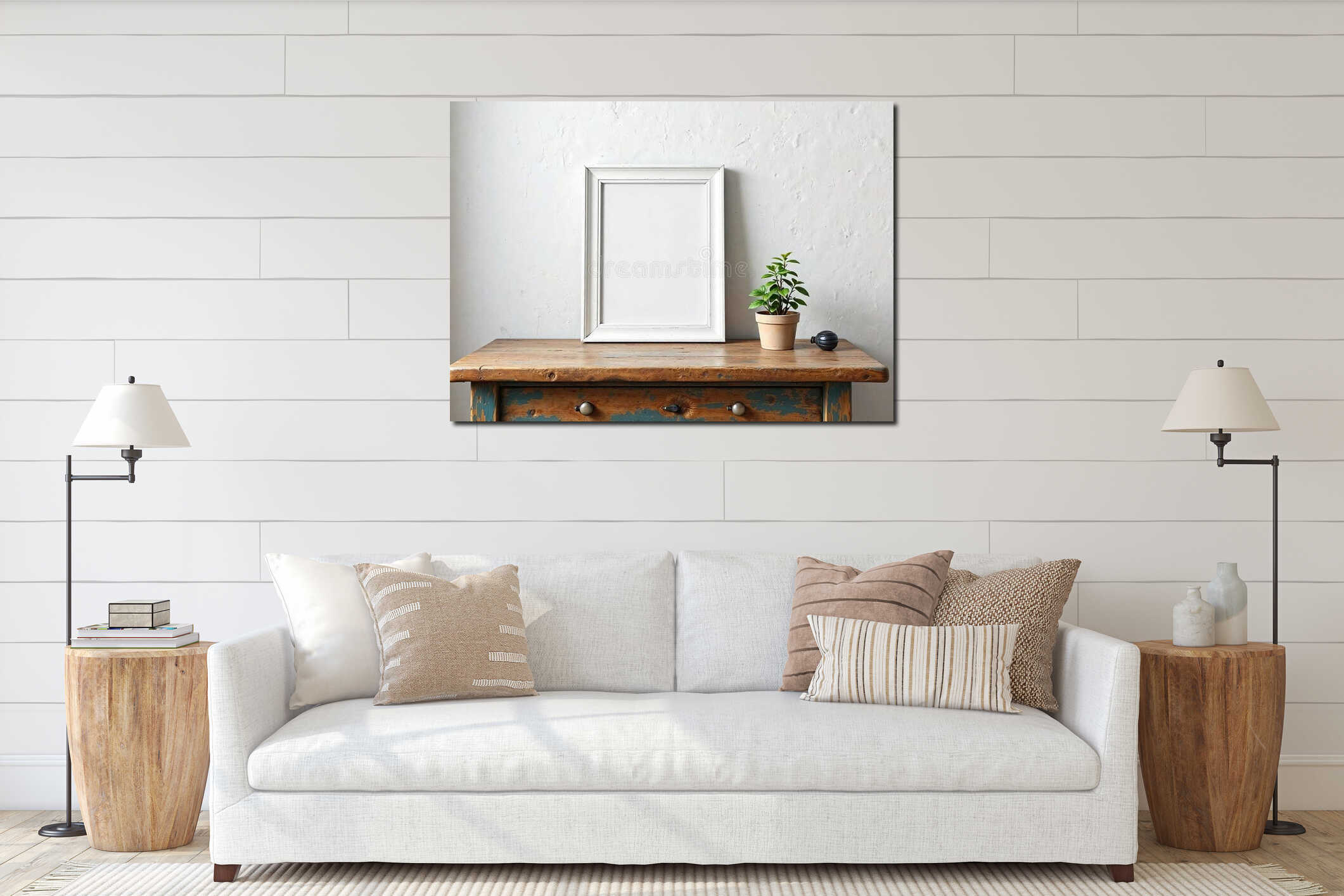 Canvas hanging interior mockup