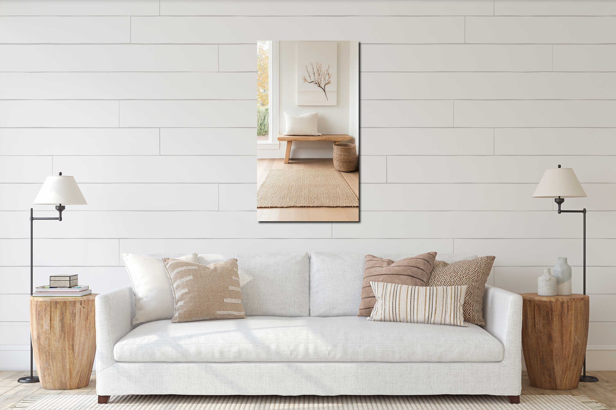 Canvas hanging interior mockup