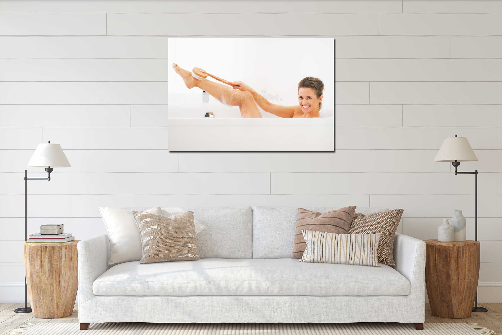 Canvas hanging interior mockup