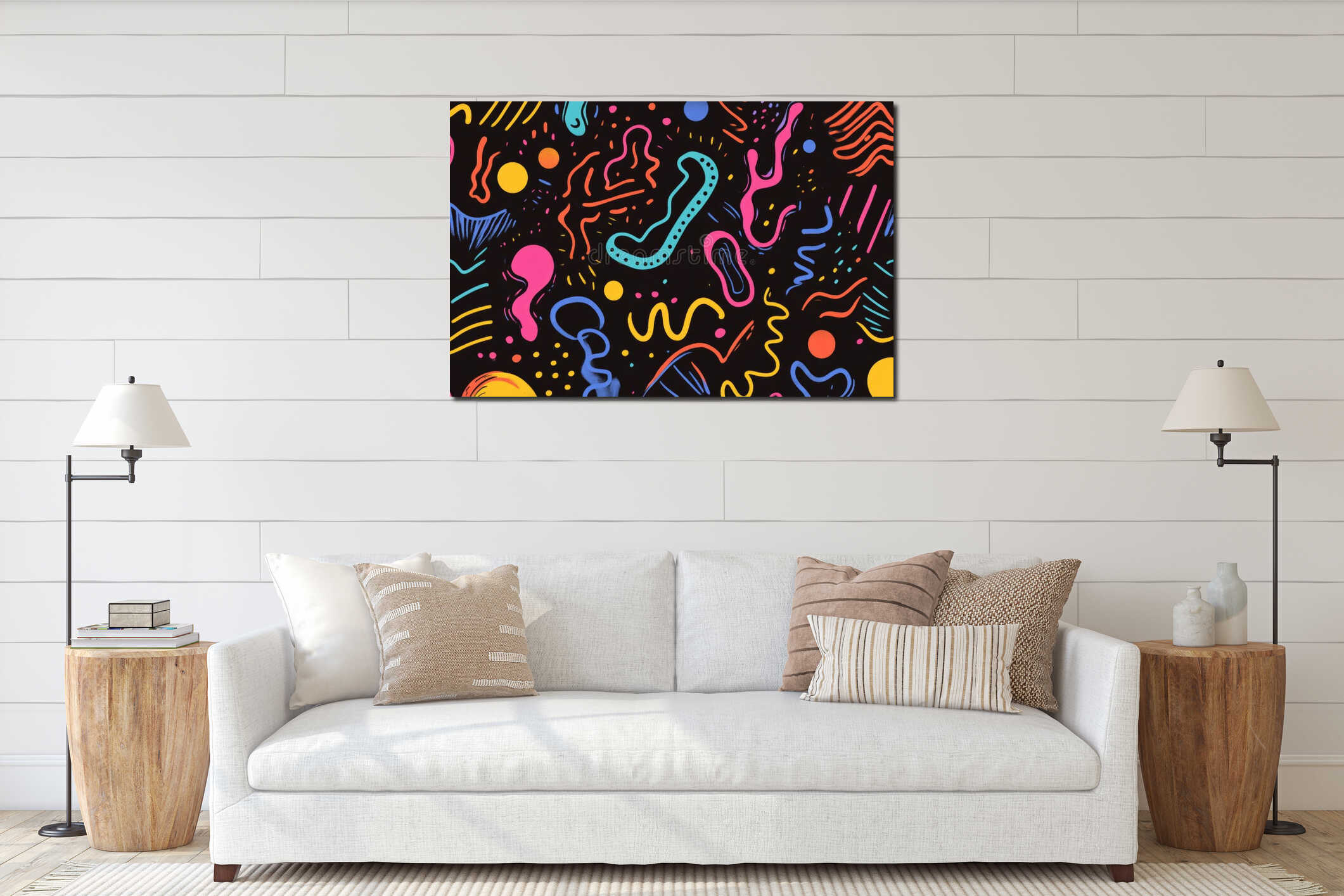 Canvas hanging interior mockup