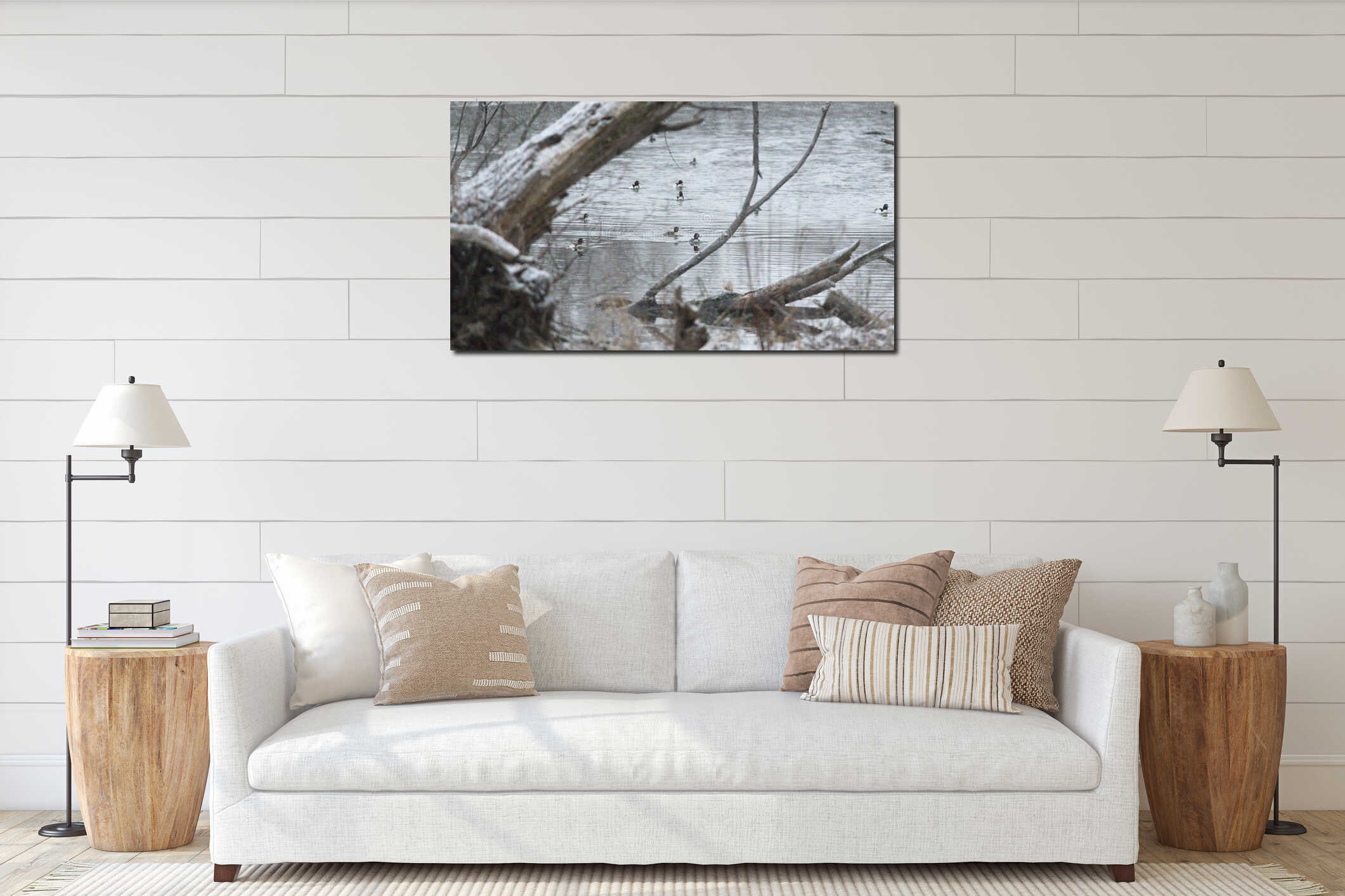 Canvas hanging interior mockup