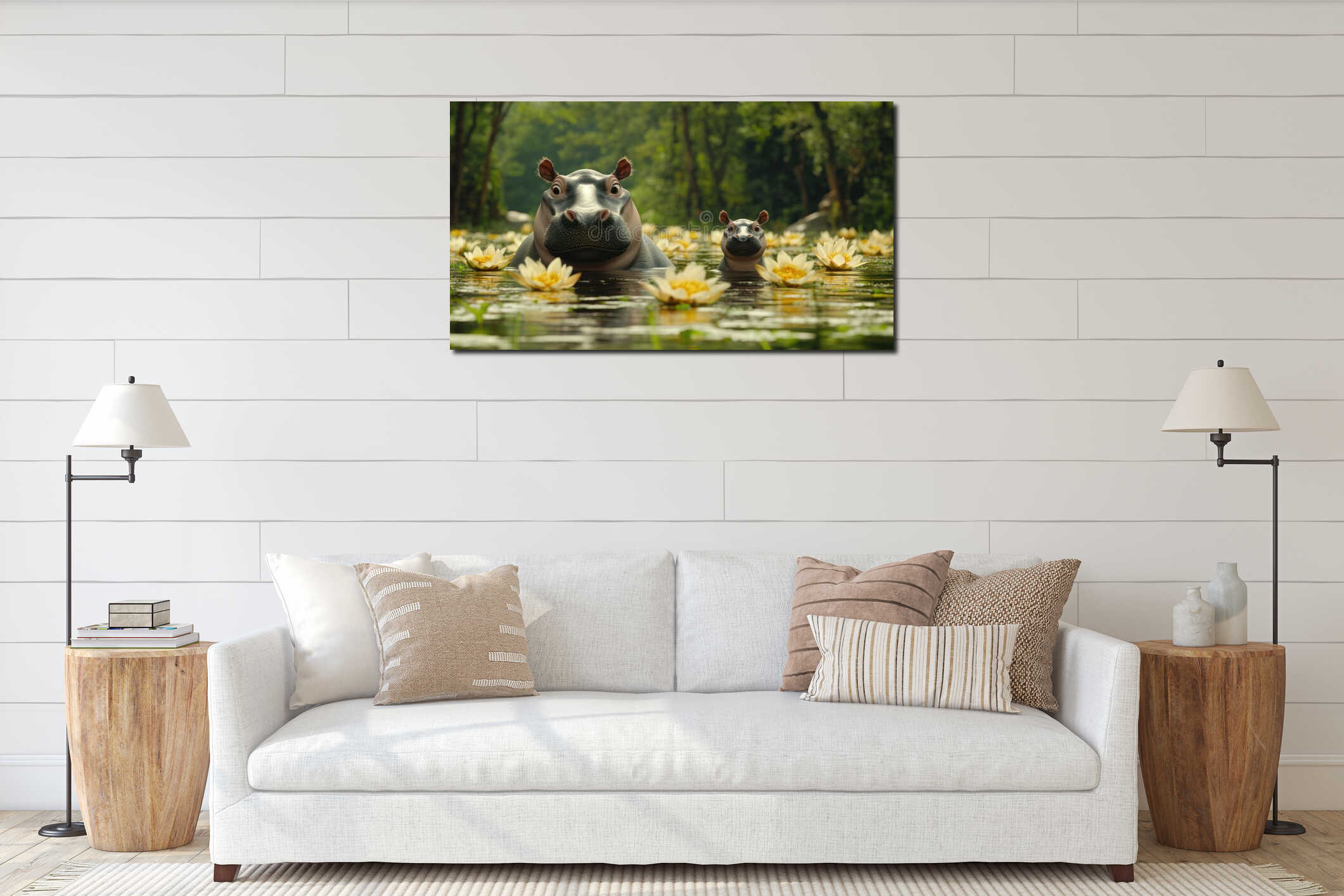 Canvas hanging interior mockup