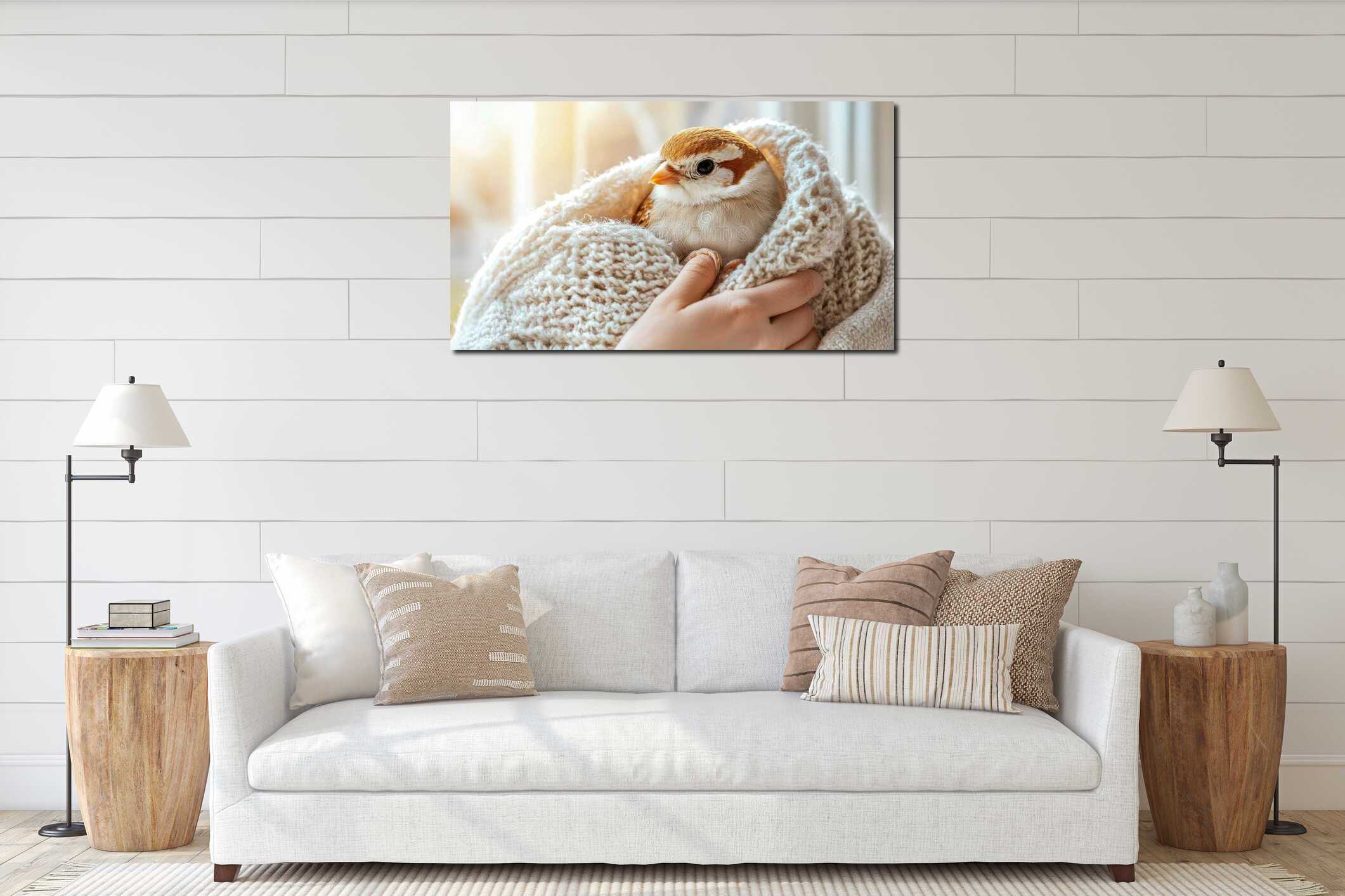 Canvas hanging interior mockup
