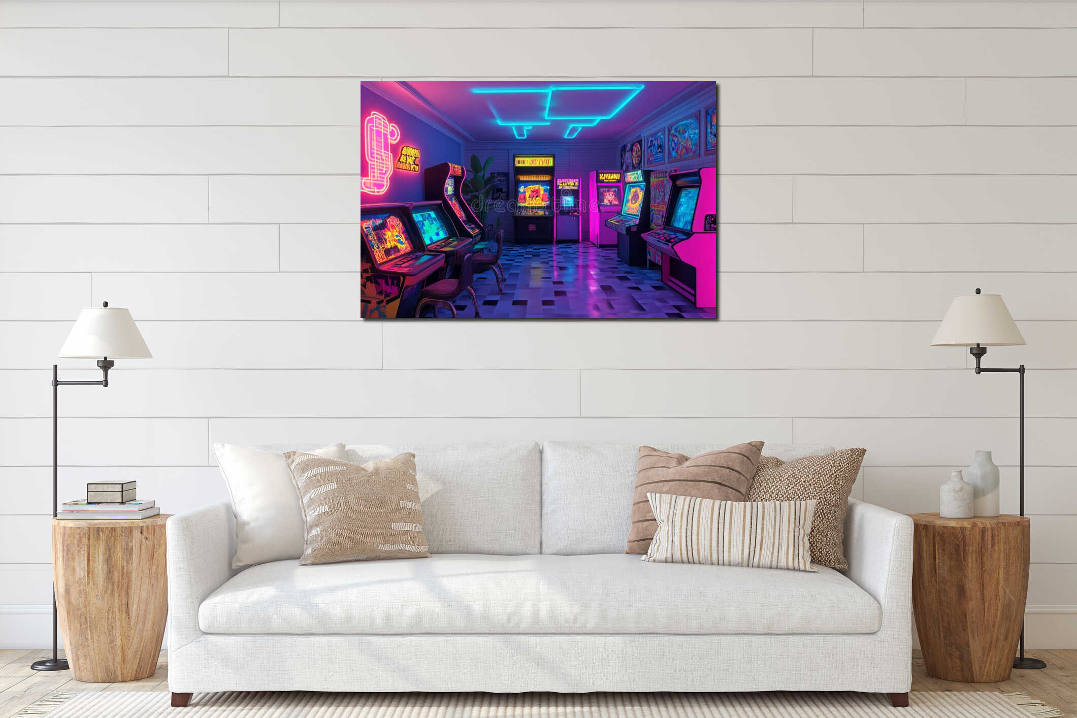 Canvas hanging interior mockup