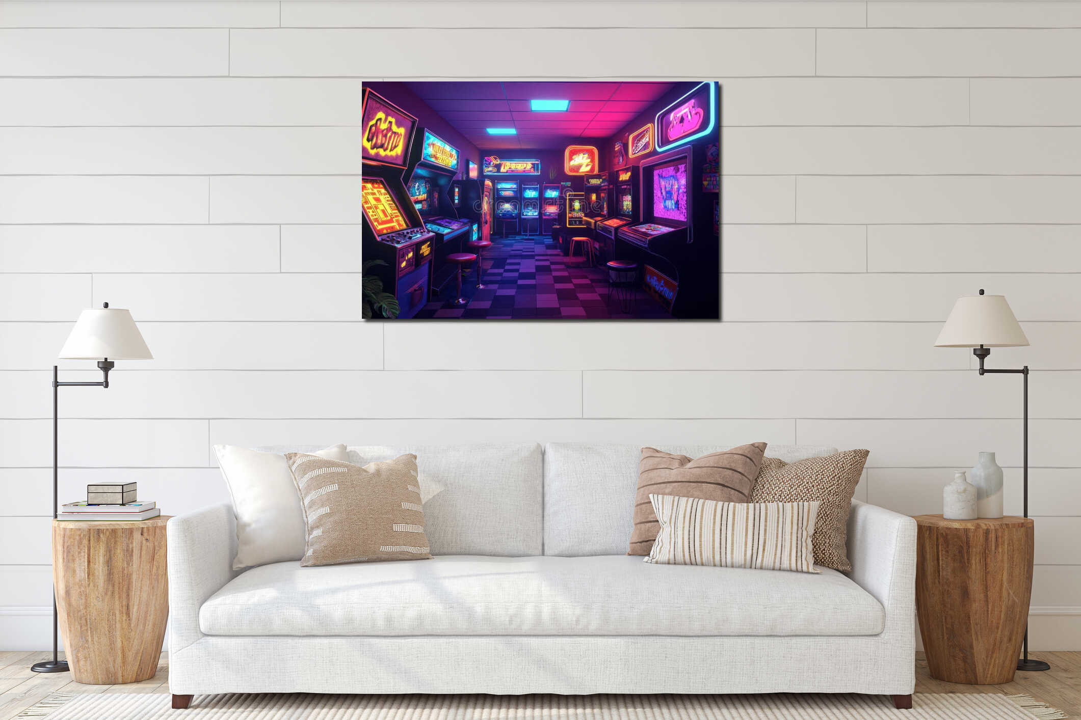 Canvas hanging interior mockup