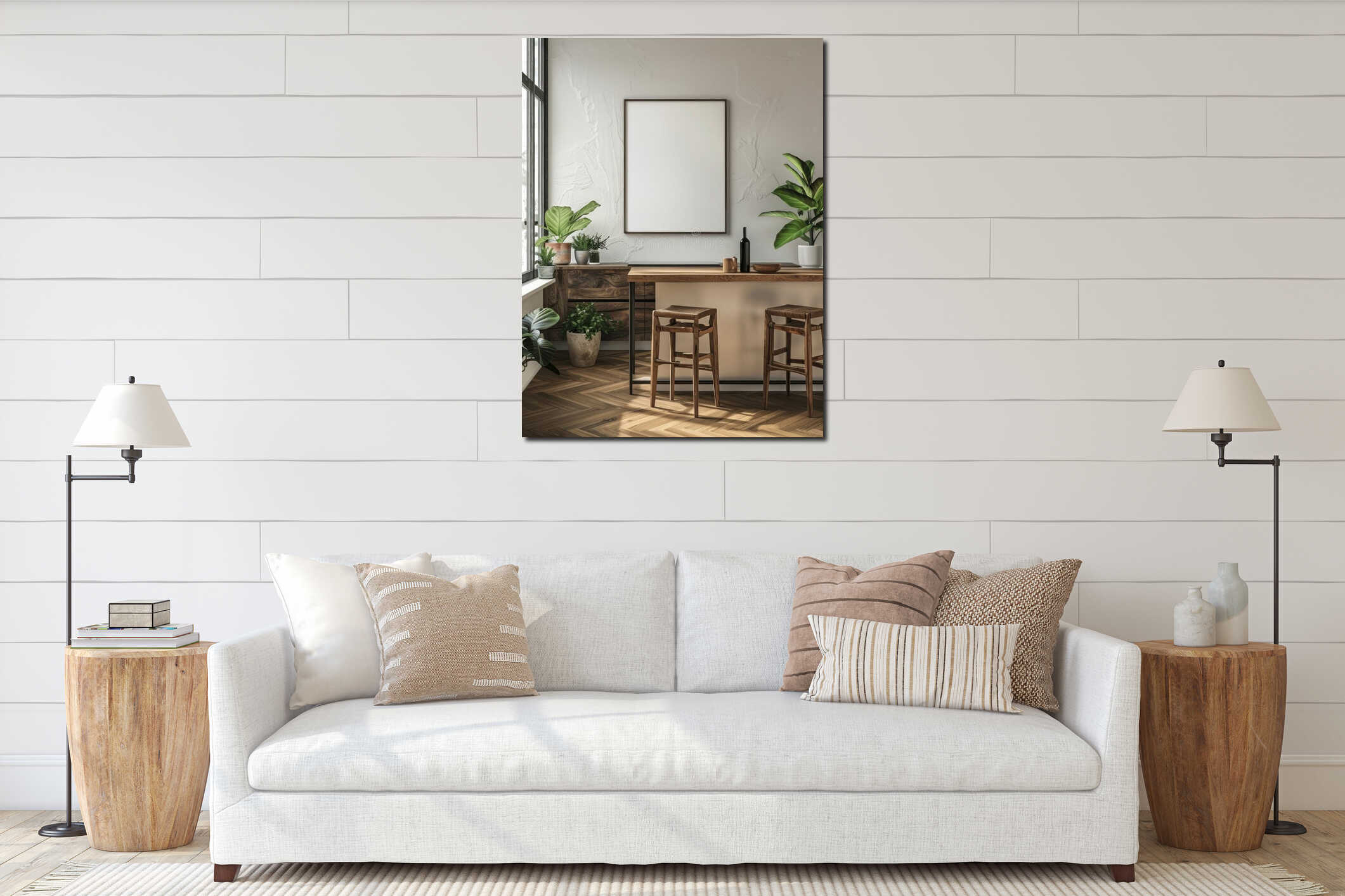 Canvas hanging interior mockup