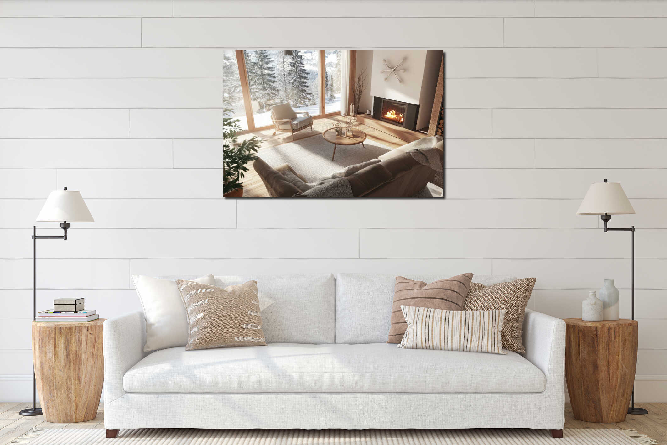 Canvas hanging interior mockup