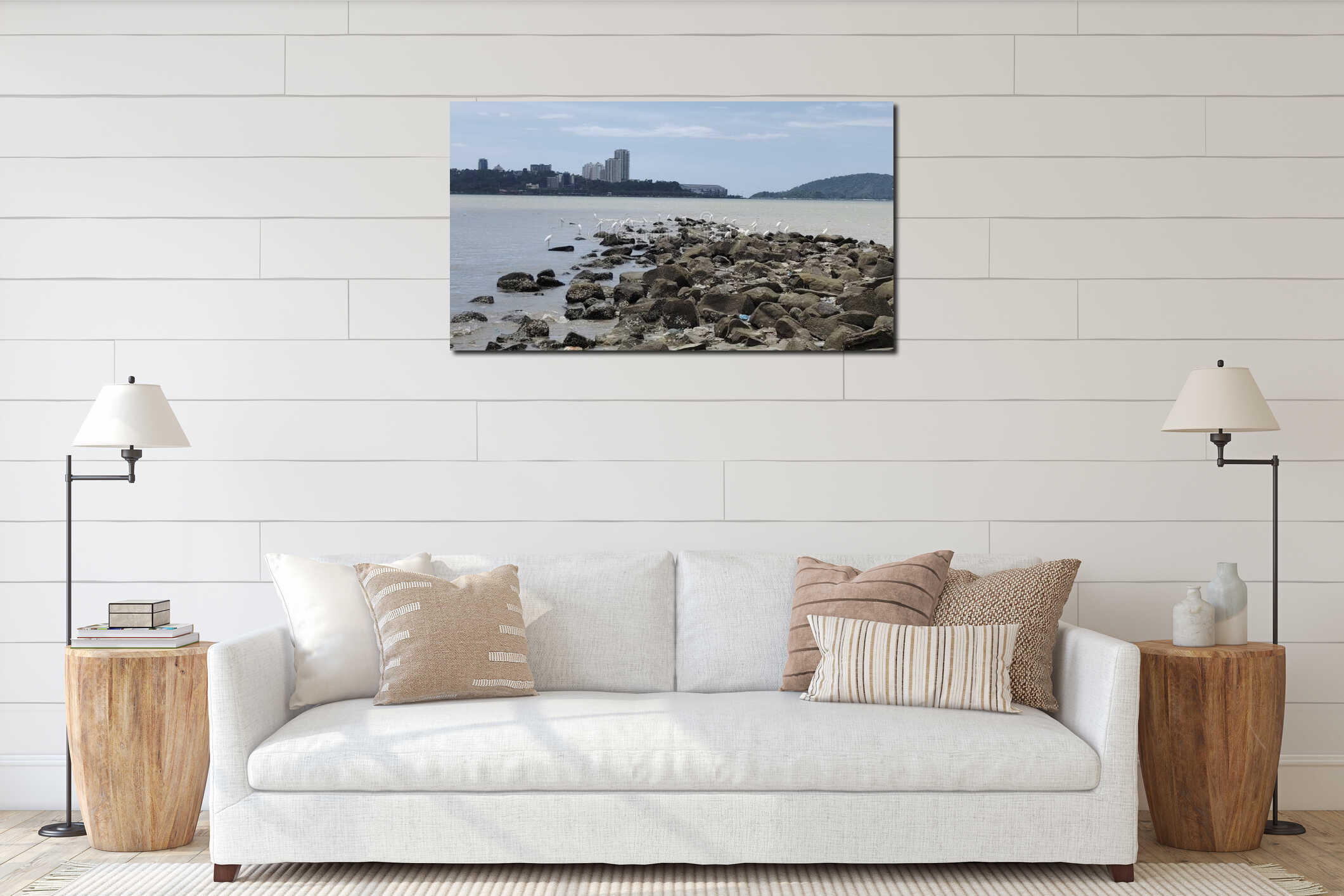 Canvas hanging interior mockup