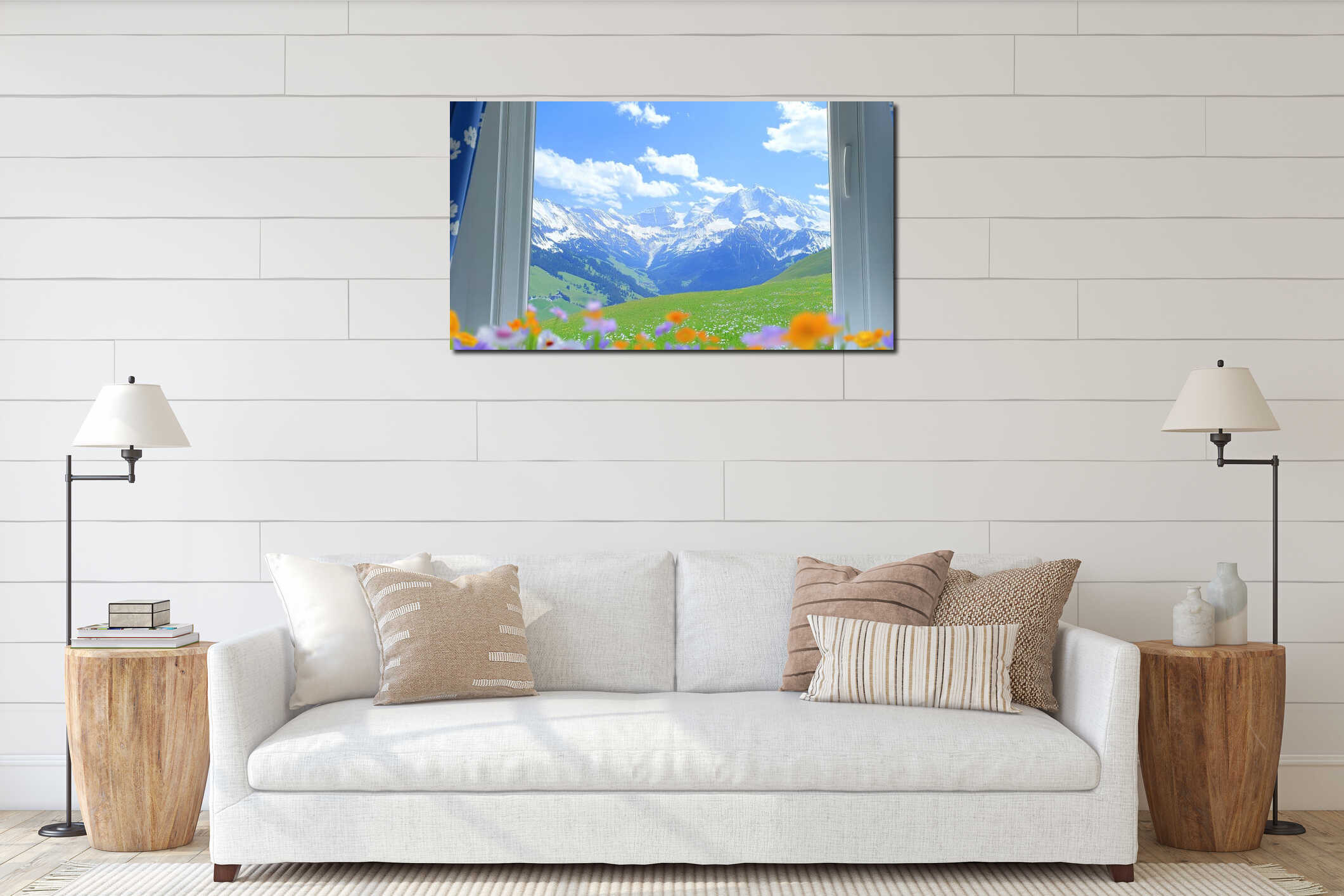 Canvas hanging interior mockup