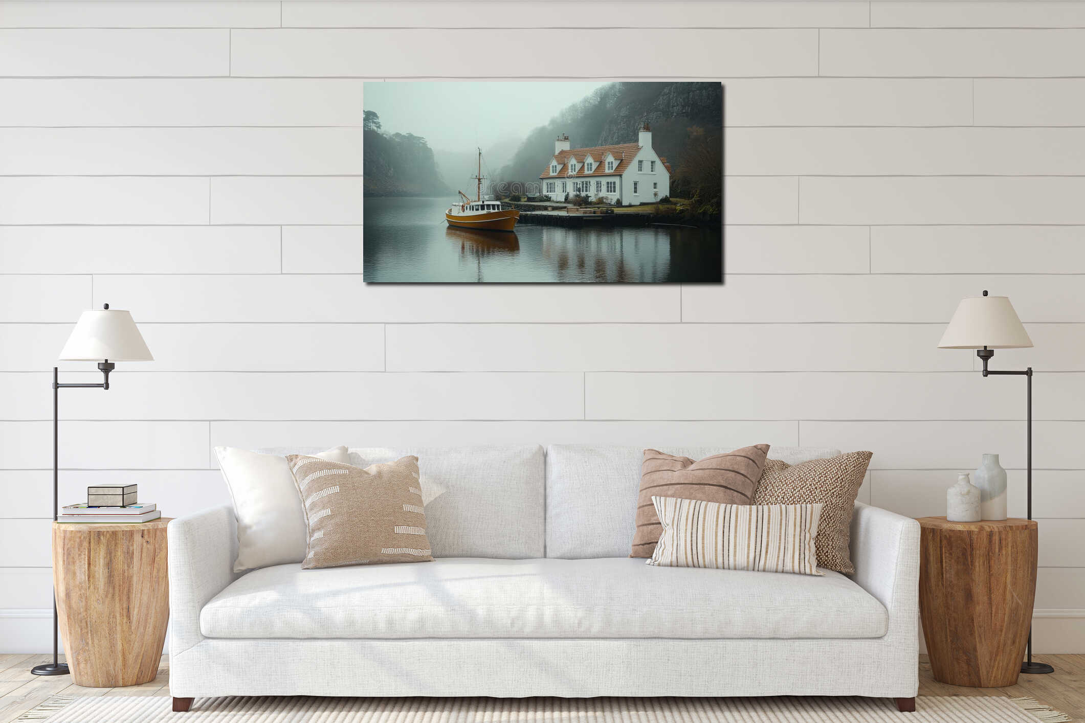 Canvas hanging interior mockup