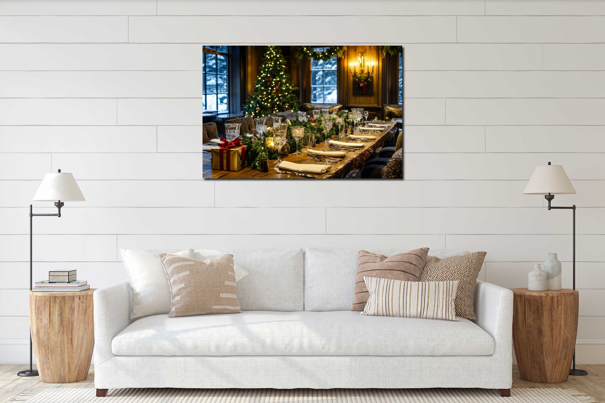 Canvas hanging interior mockup