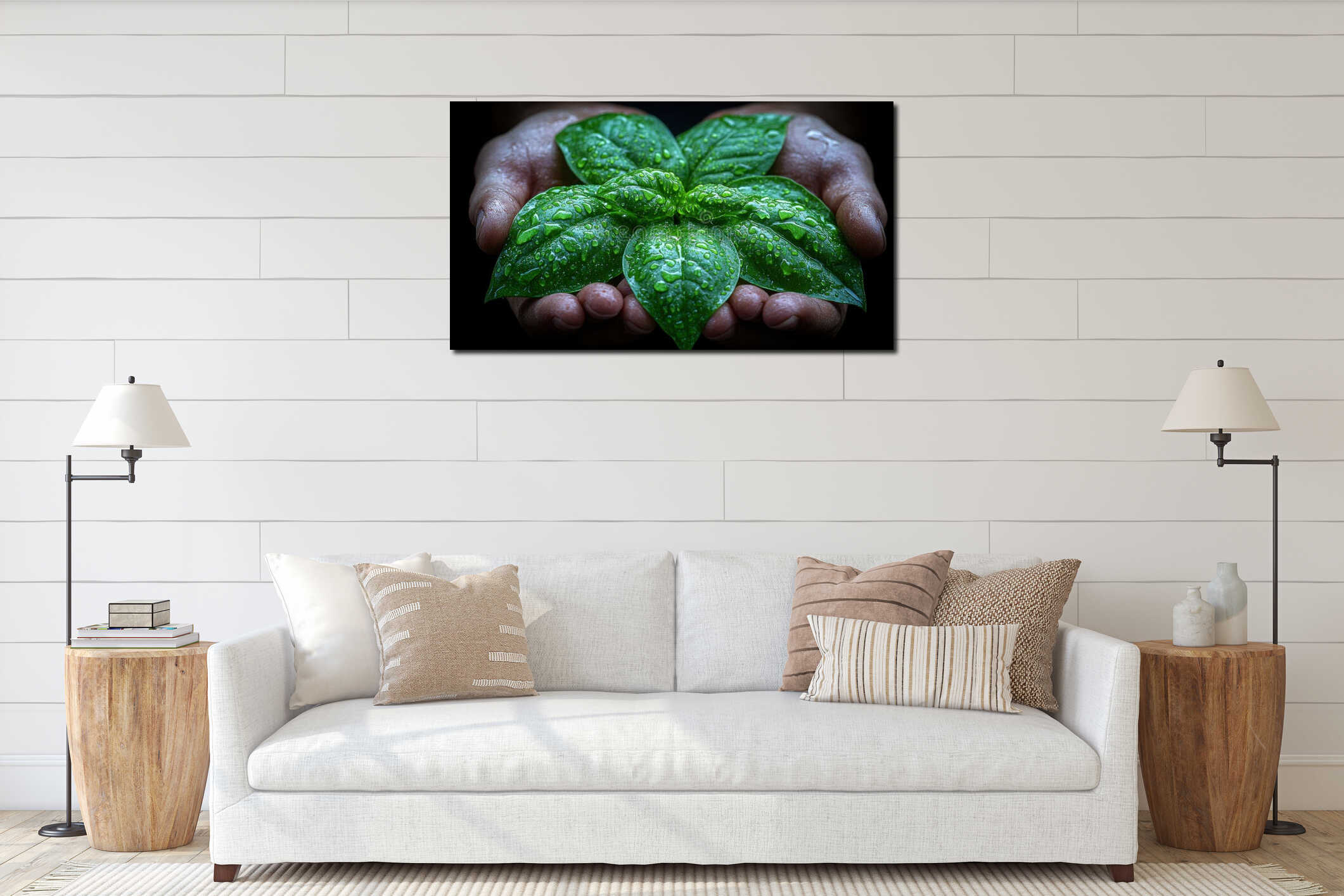 Canvas hanging interior mockup