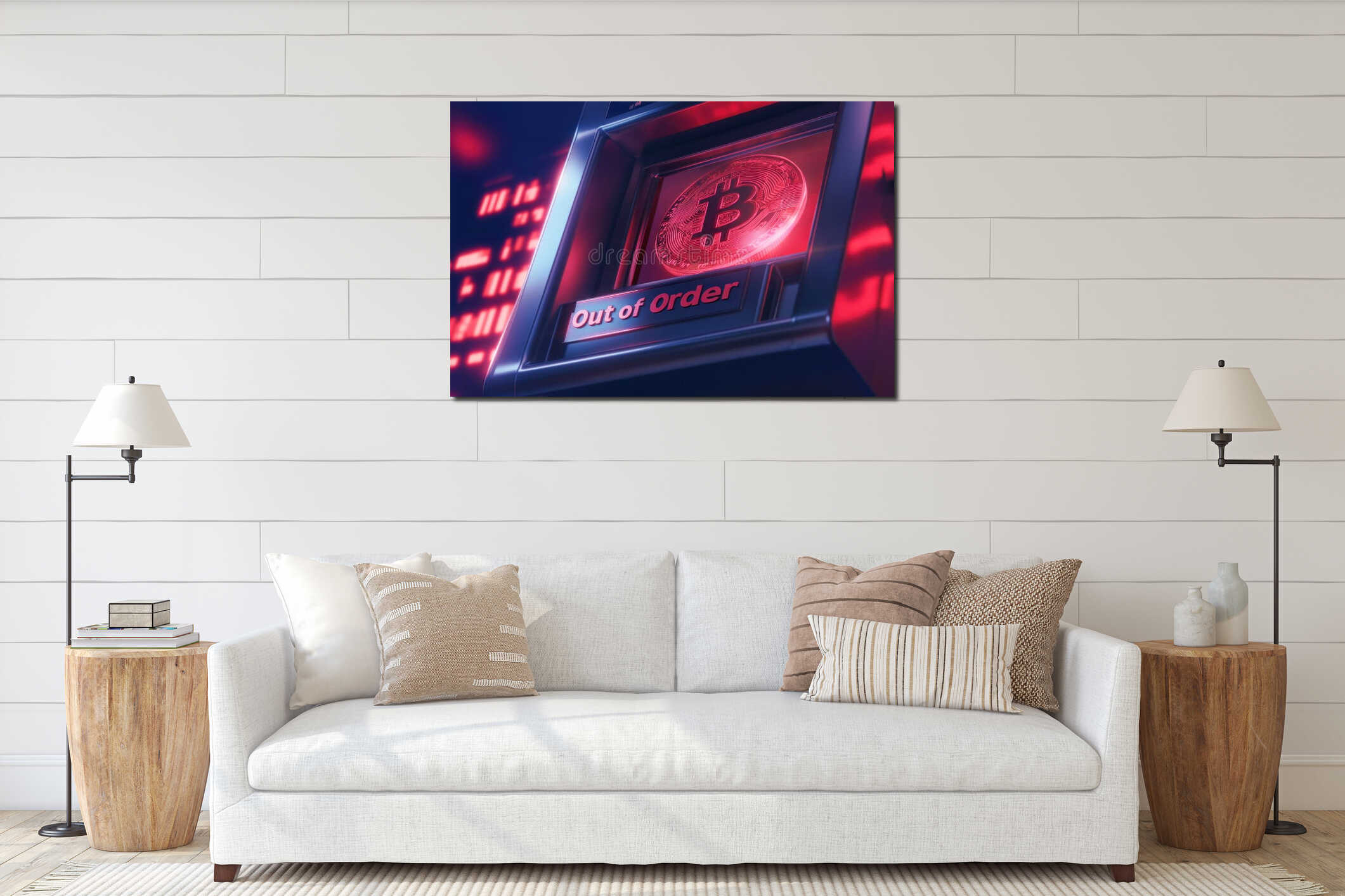 Canvas hanging interior mockup