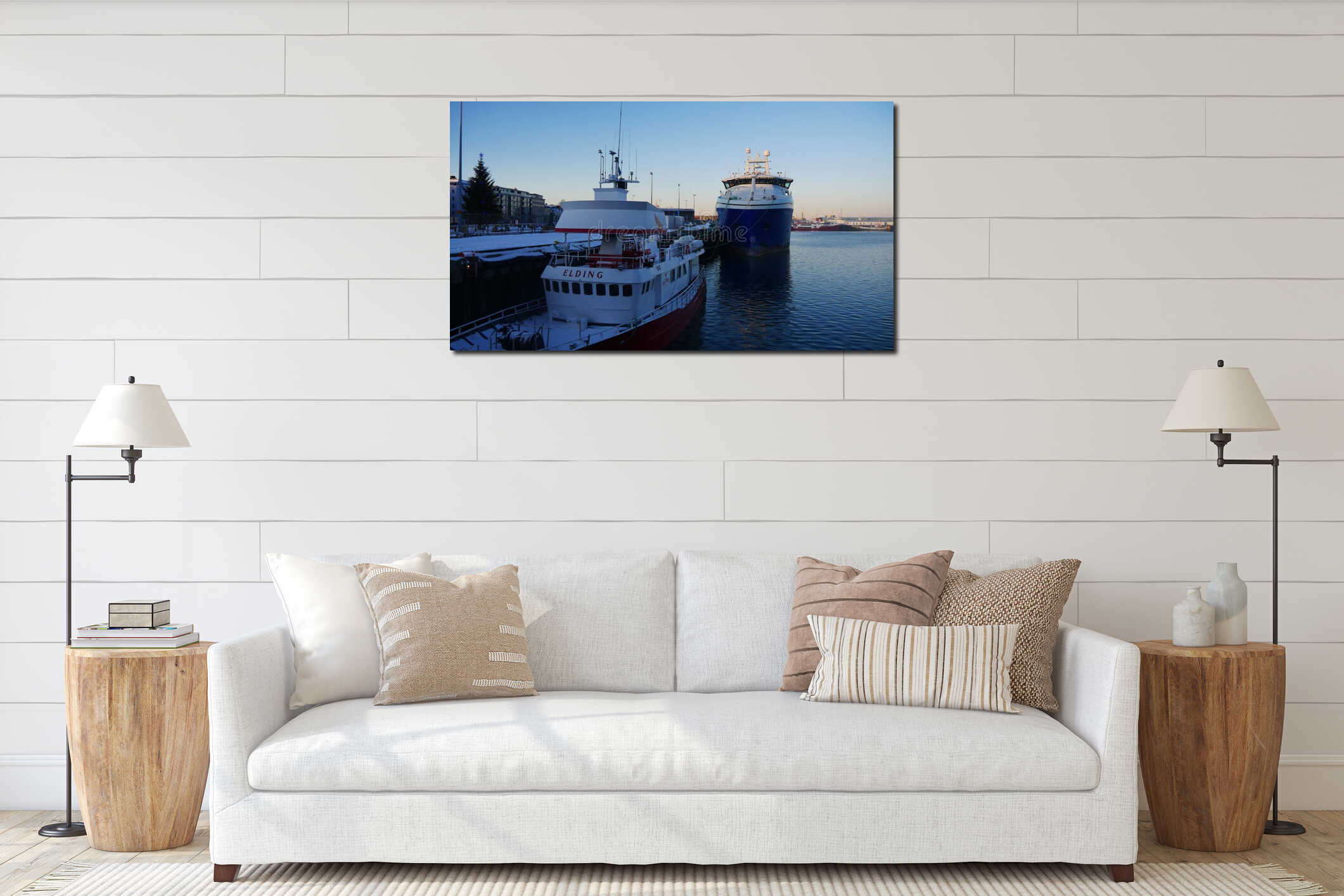 Canvas hanging interior mockup