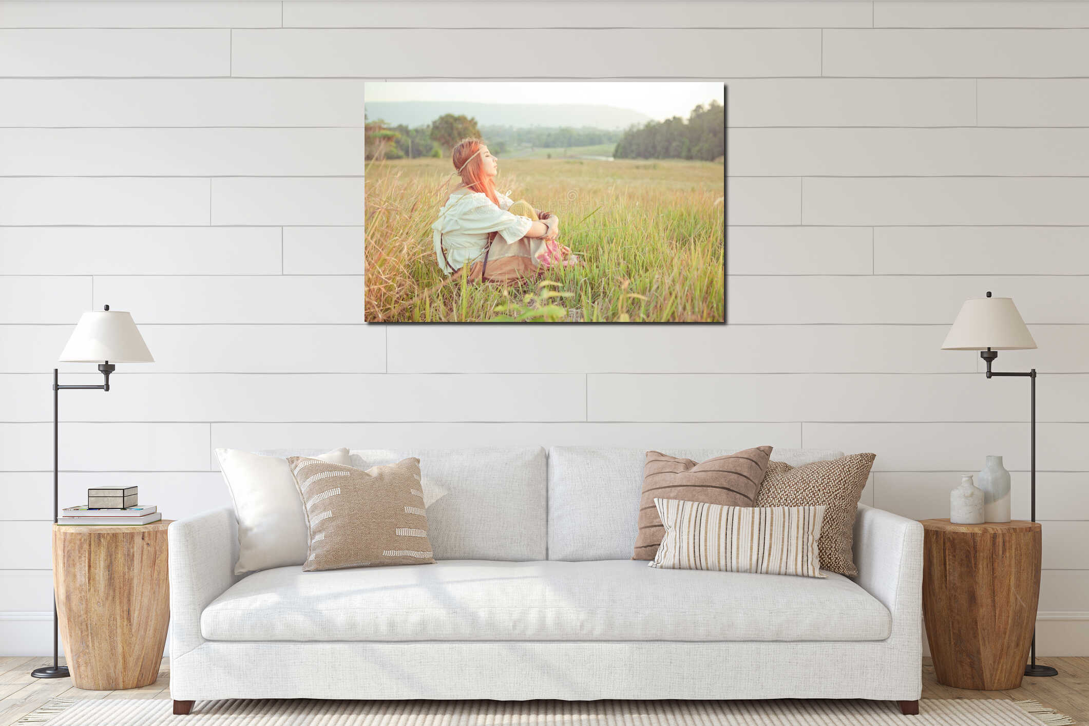 Canvas hanging interior mockup