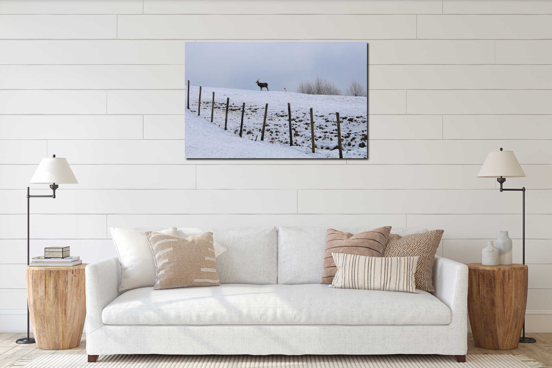 Canvas hanging interior mockup