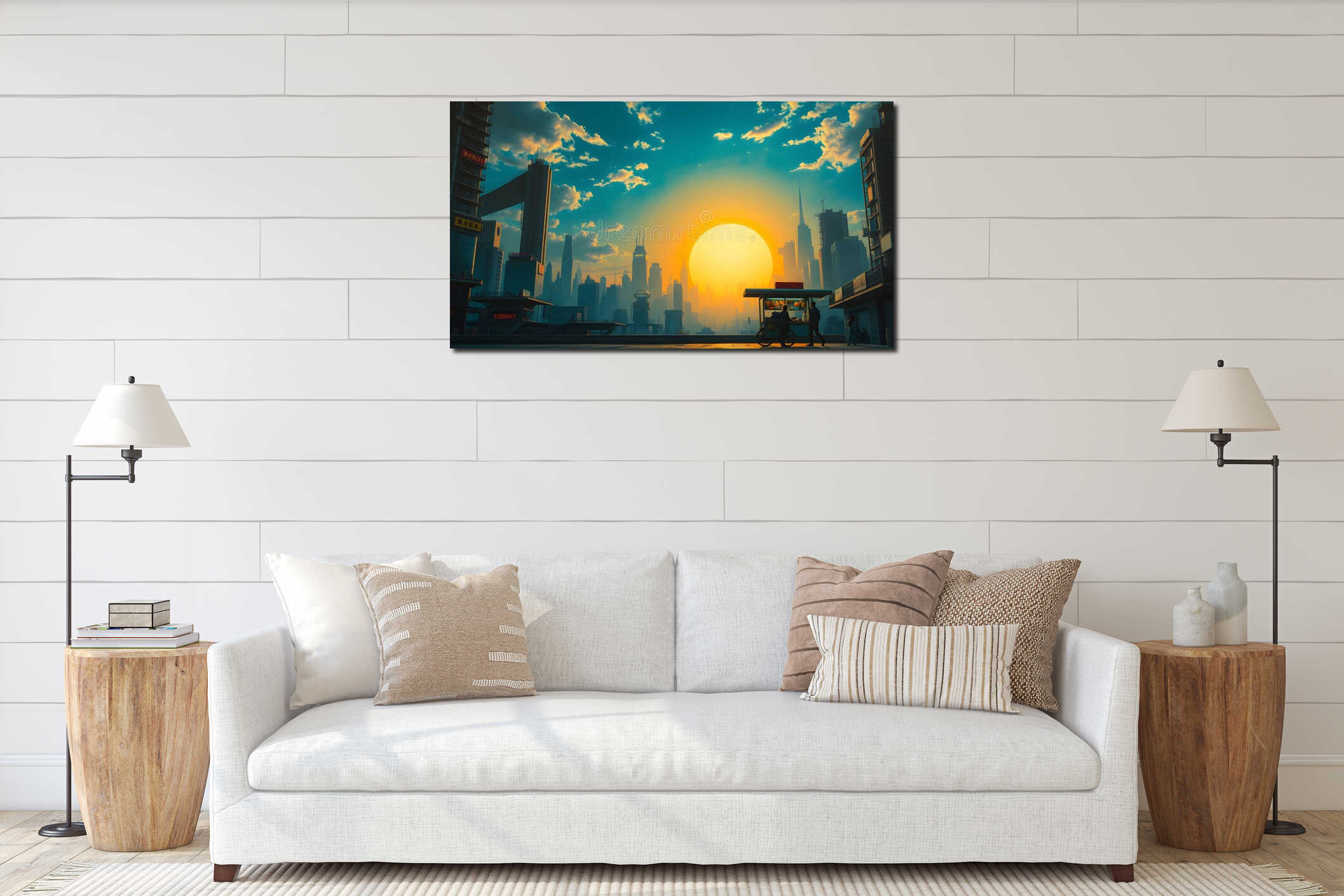 Canvas hanging interior mockup