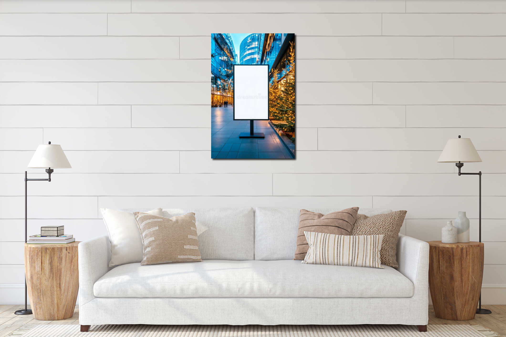 Canvas hanging interior mockup