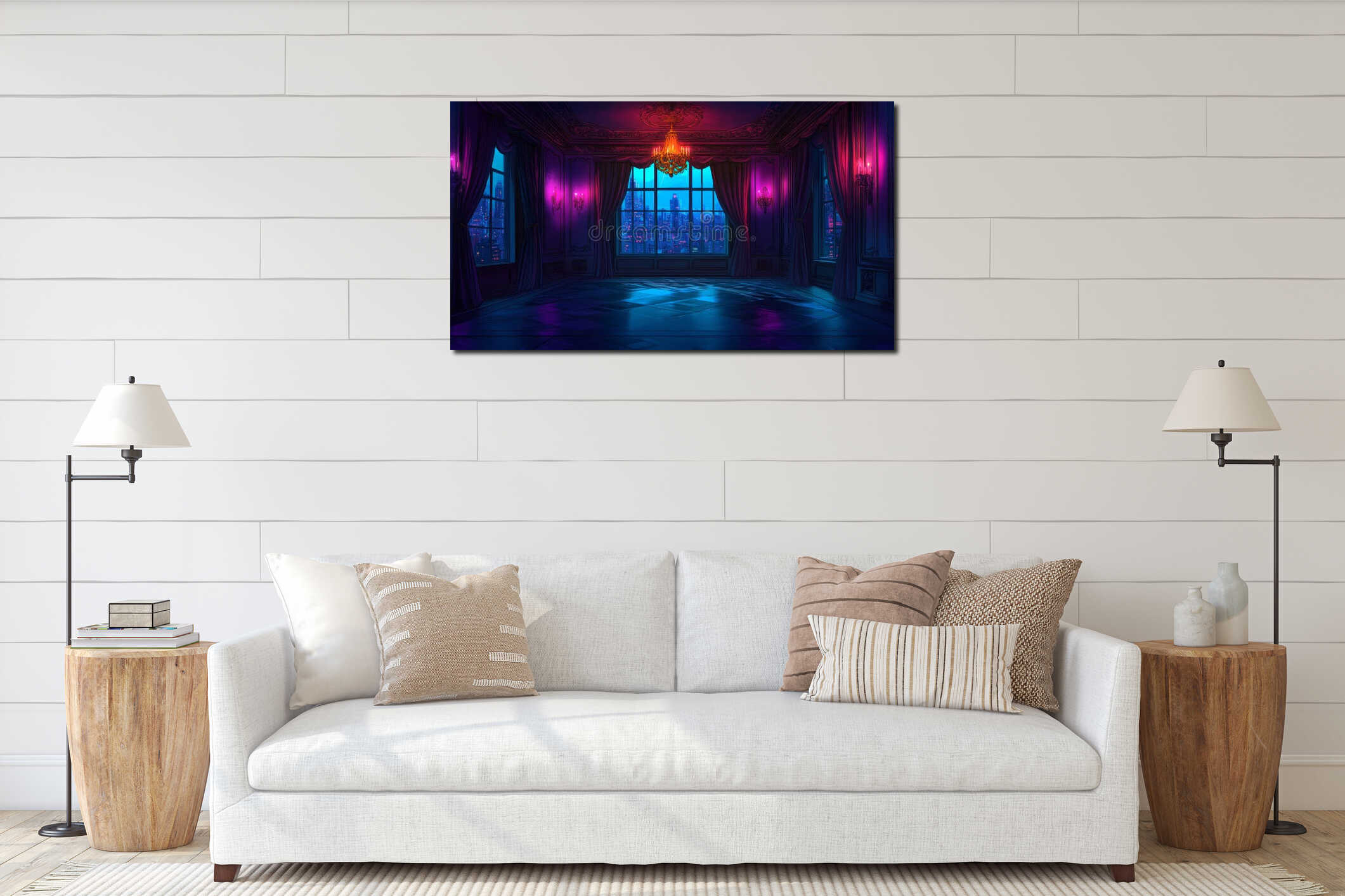 Canvas hanging interior mockup