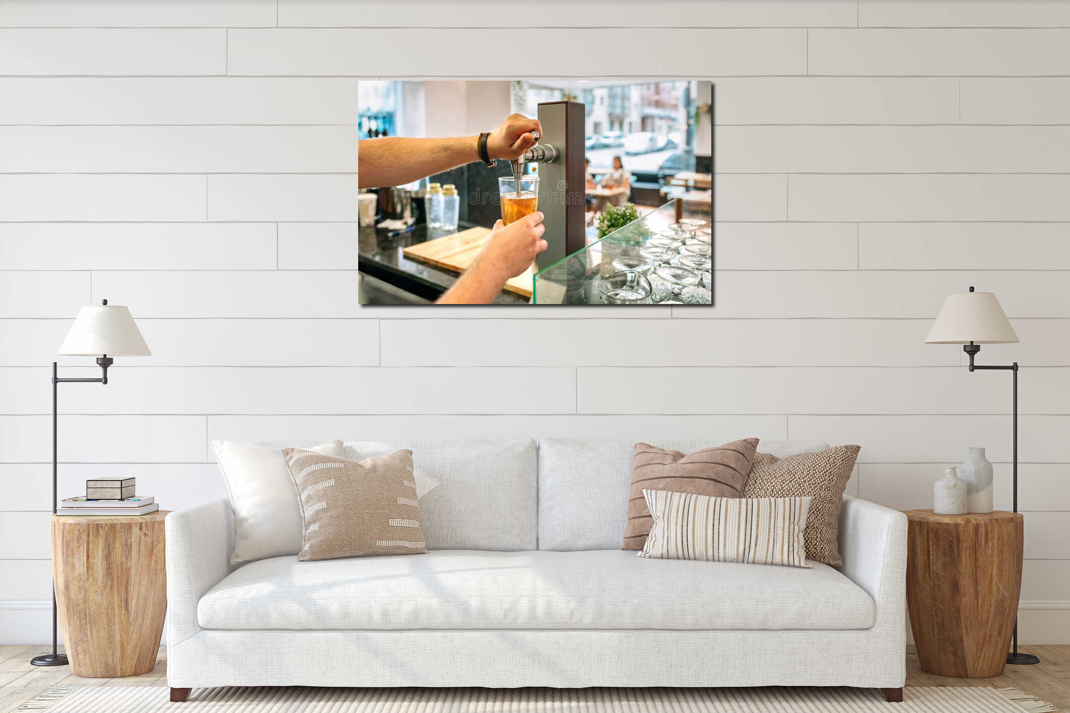 Canvas hanging interior mockup